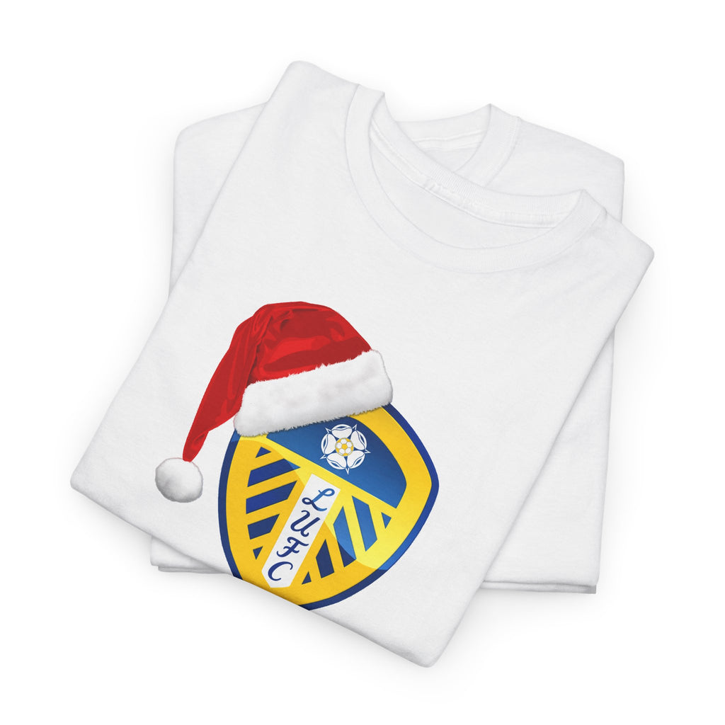 Leeds United Santa Hat Christmas Soccer Crest T‑Shirt – Festive Football Fan Tee