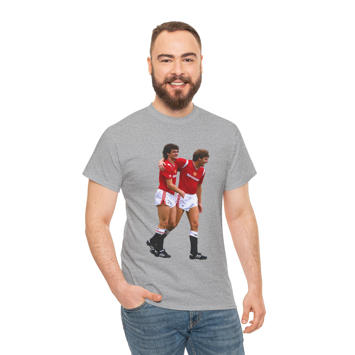 Hughes and Whiteside Manchester United Legend Teammates Graphic Cotton T-Shirt / Tee