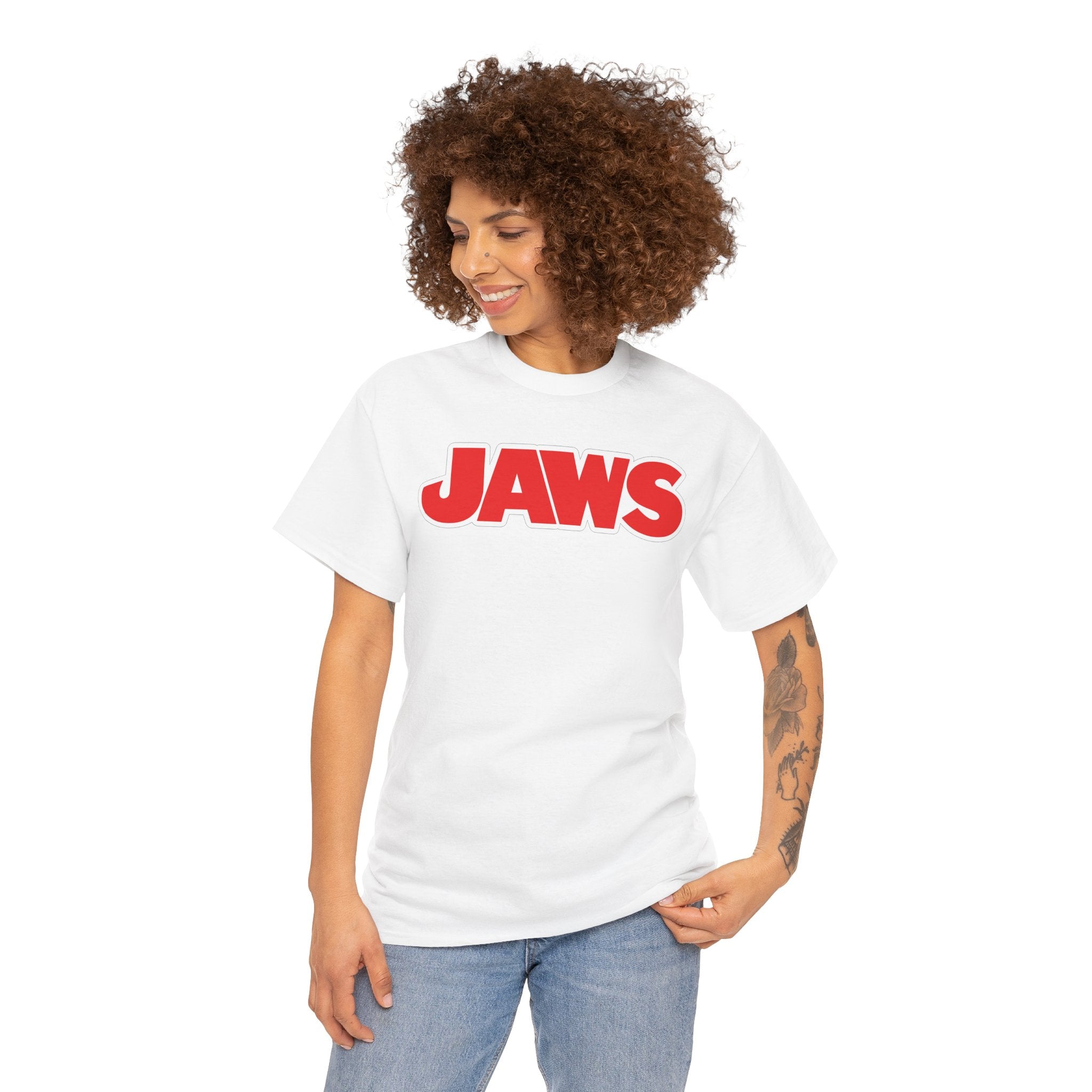Jaws Logo Tee — Retro Red Movie Graphic T‑Shirt