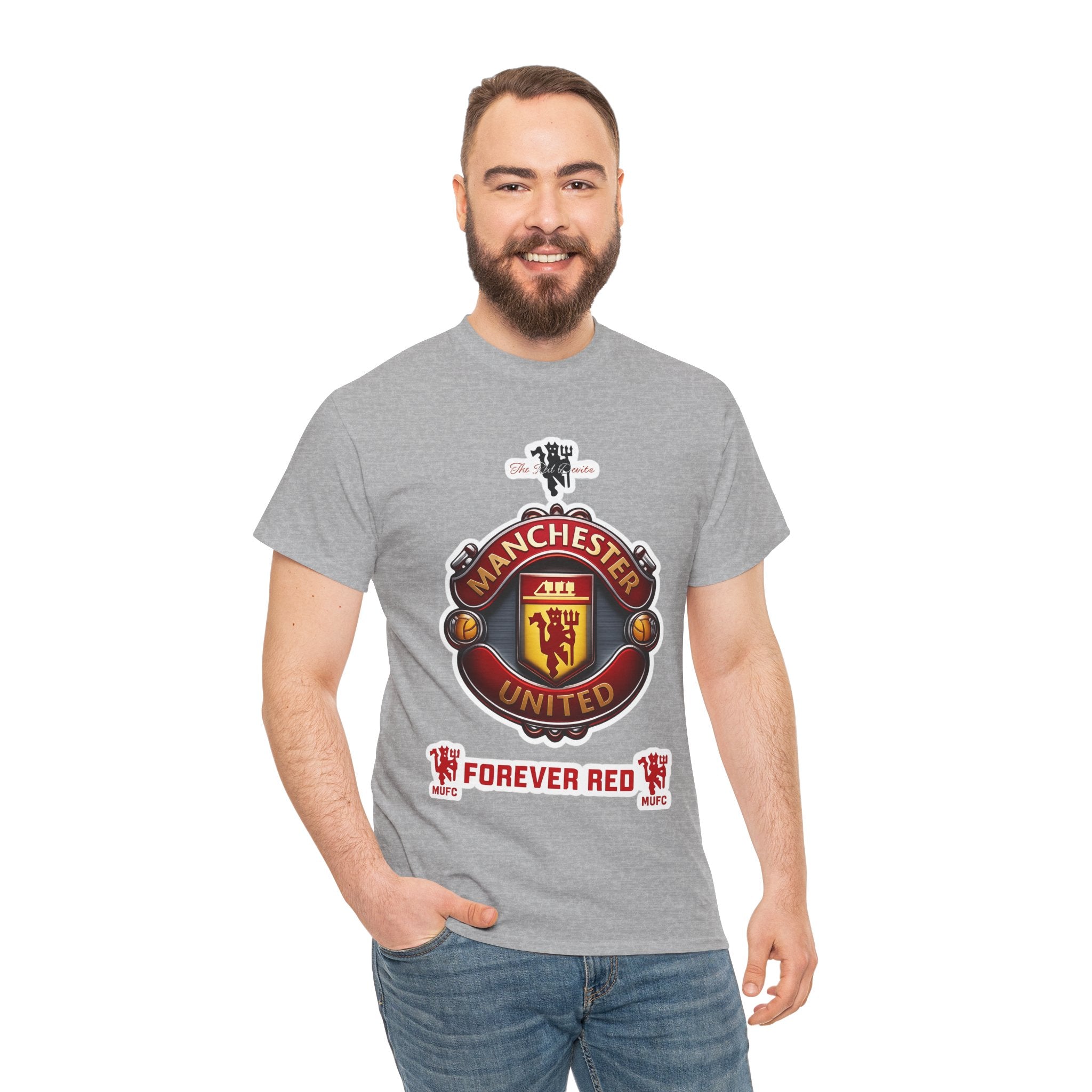 Manchester United Inspired Football Crest Tee — "Forever Red" Supporter Shirt