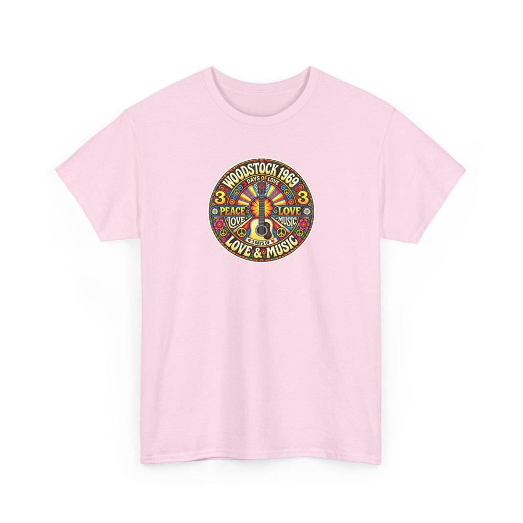 Woodstock 1969 Peace & Love Graphic Cotton T- Shirt / Tee