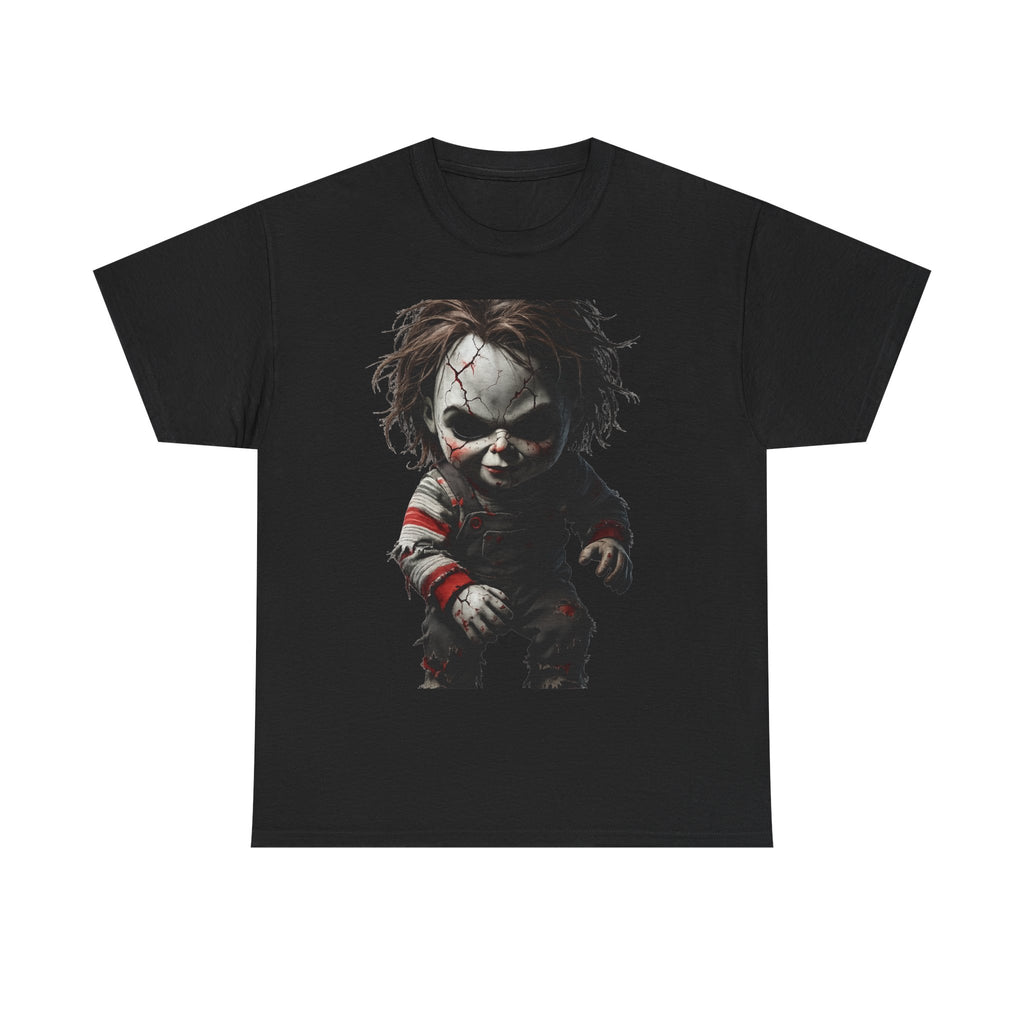 Horror Doll T-Shirt — Creepy Chucky-Inspired Graphic Tee for Halloween Fans