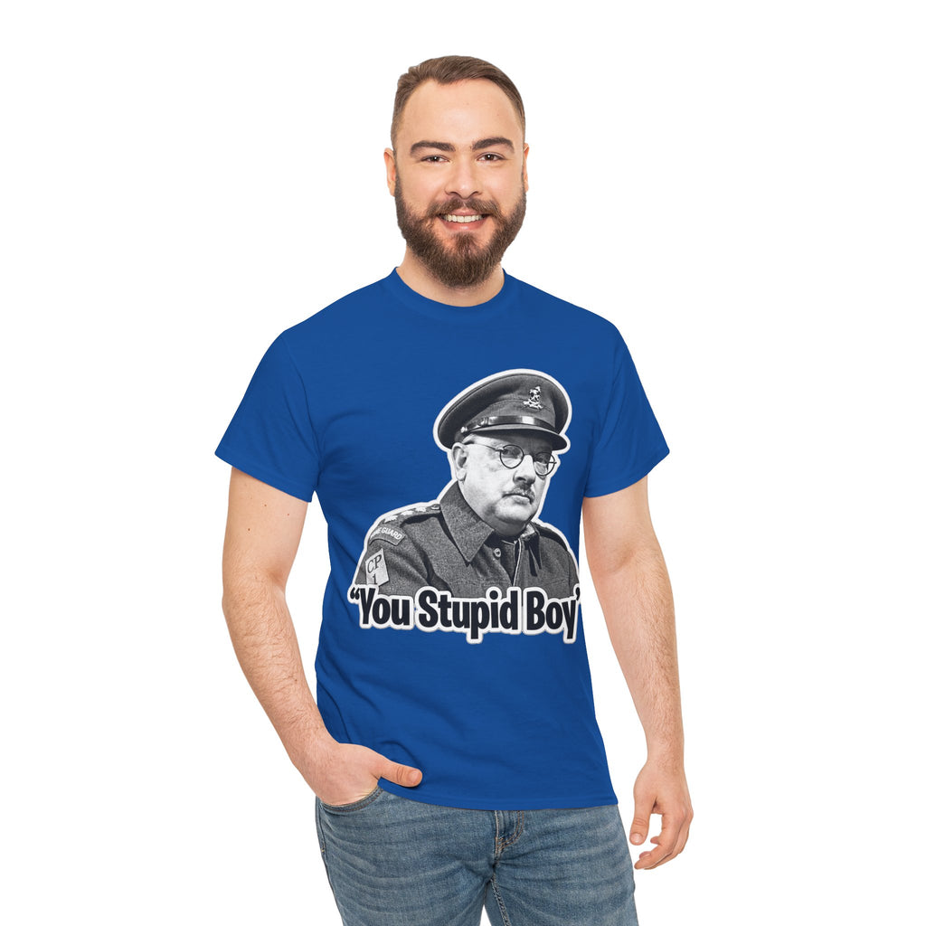 Dads Army Inspired You Stupid Boy T-Shirt — Vintage Cop Illustration Funny Graphic Tee
