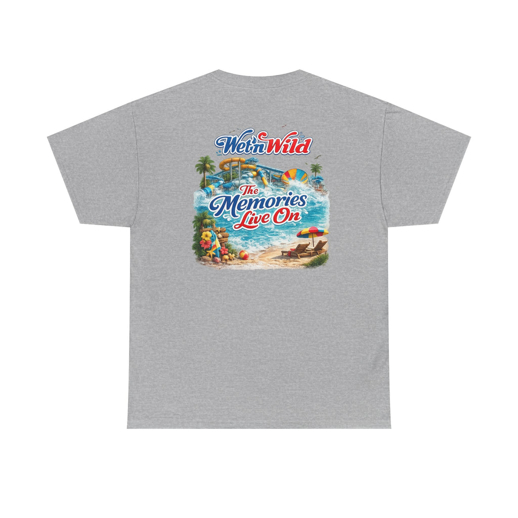 Wet'n Wild Beach Tee — "The Memories Live On" Retro Island Graphic Shirt