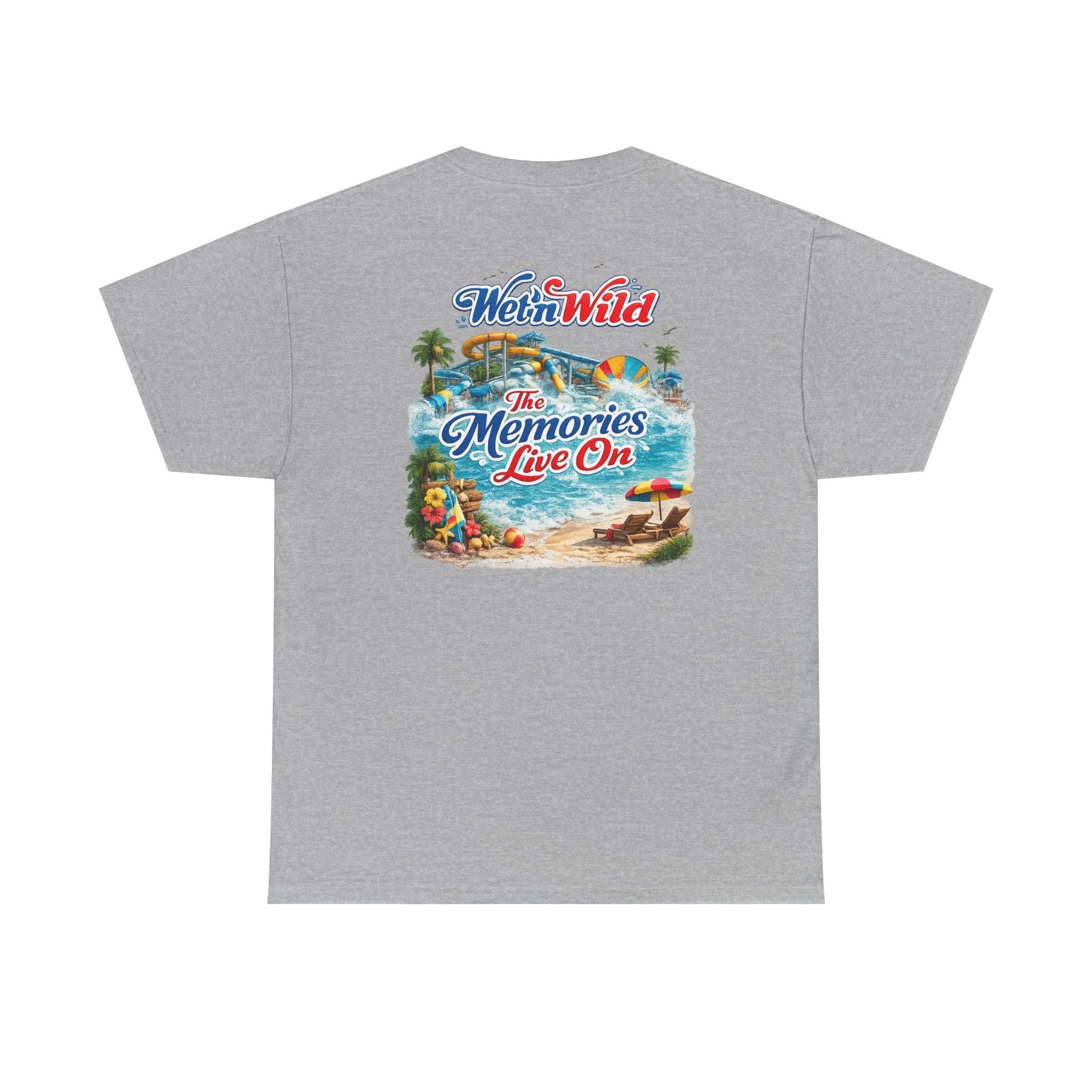 Wet'n Wild Beach Tee — "The Memories Live On" Retro Island Graphic Shirt