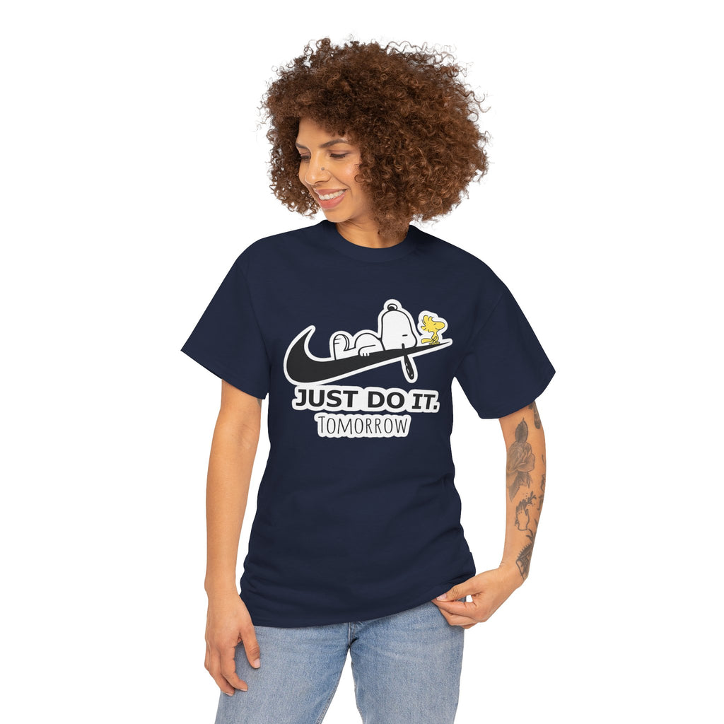 Snoopy "Just Do It Tomorrow" Graphic Cotton T-Shirt