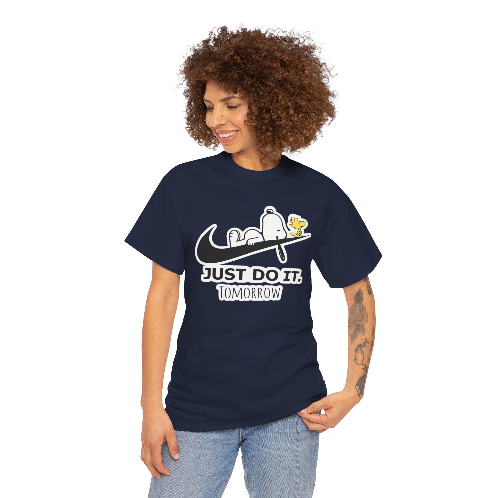Snoopy "Just Do It Tomorrow" Graphic Cotton T-Shirt