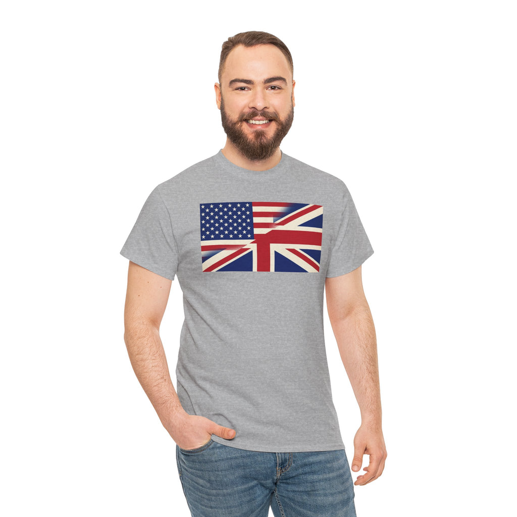 USA-UK Flag Graphic Tee — American British Union Jack Mashup T-Shirt