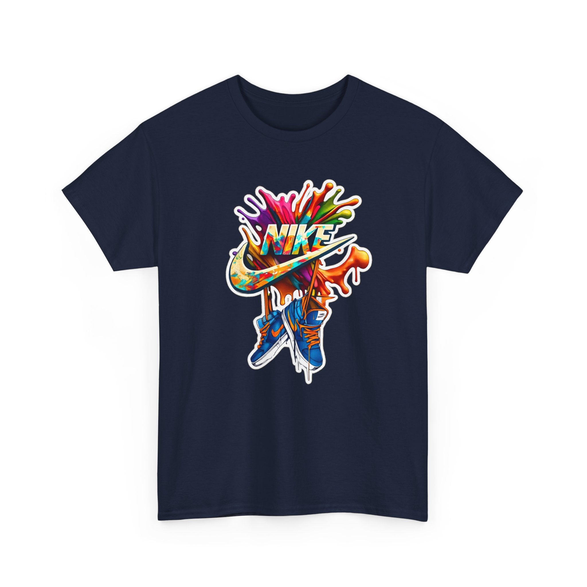 Nike Inspired Splash Graphic Tee — Colorful Sneaker Streetwear T-Shirt