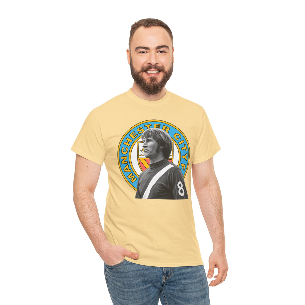 Colin Bell Manchester City Retro Player Portrait Cotton Tee