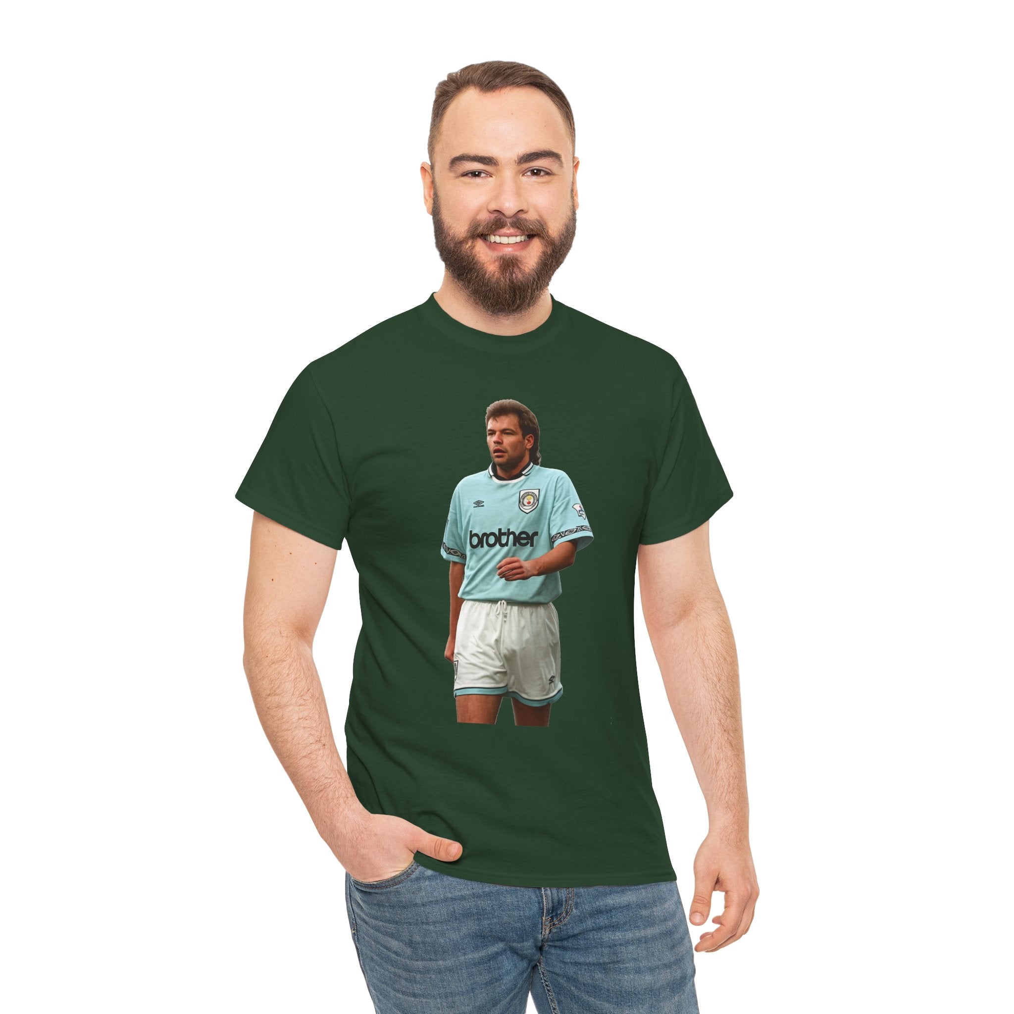 Uwe Rosler Manchester City Legend Graphic Tee - Retro Football Kit Print