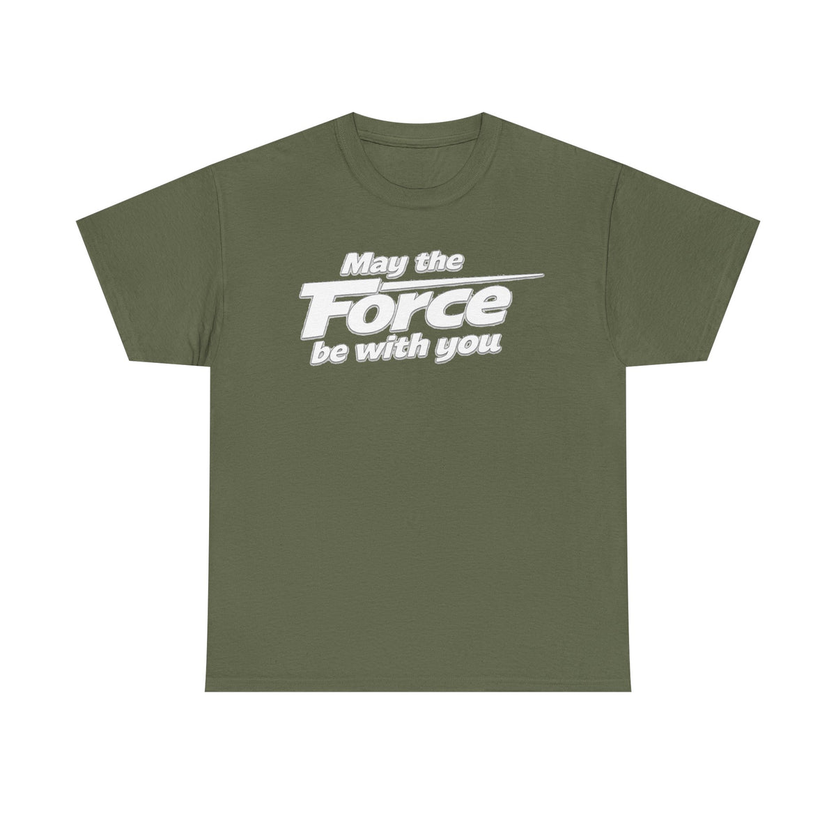"May the Force Be With You" Retro Embossed Graphic T‑Shirt —