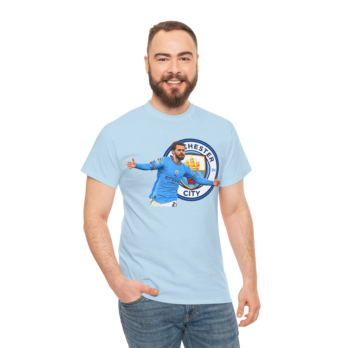 Bernardo Silva Manchester City Football Club Graphic Tee — Celebratory Player Design