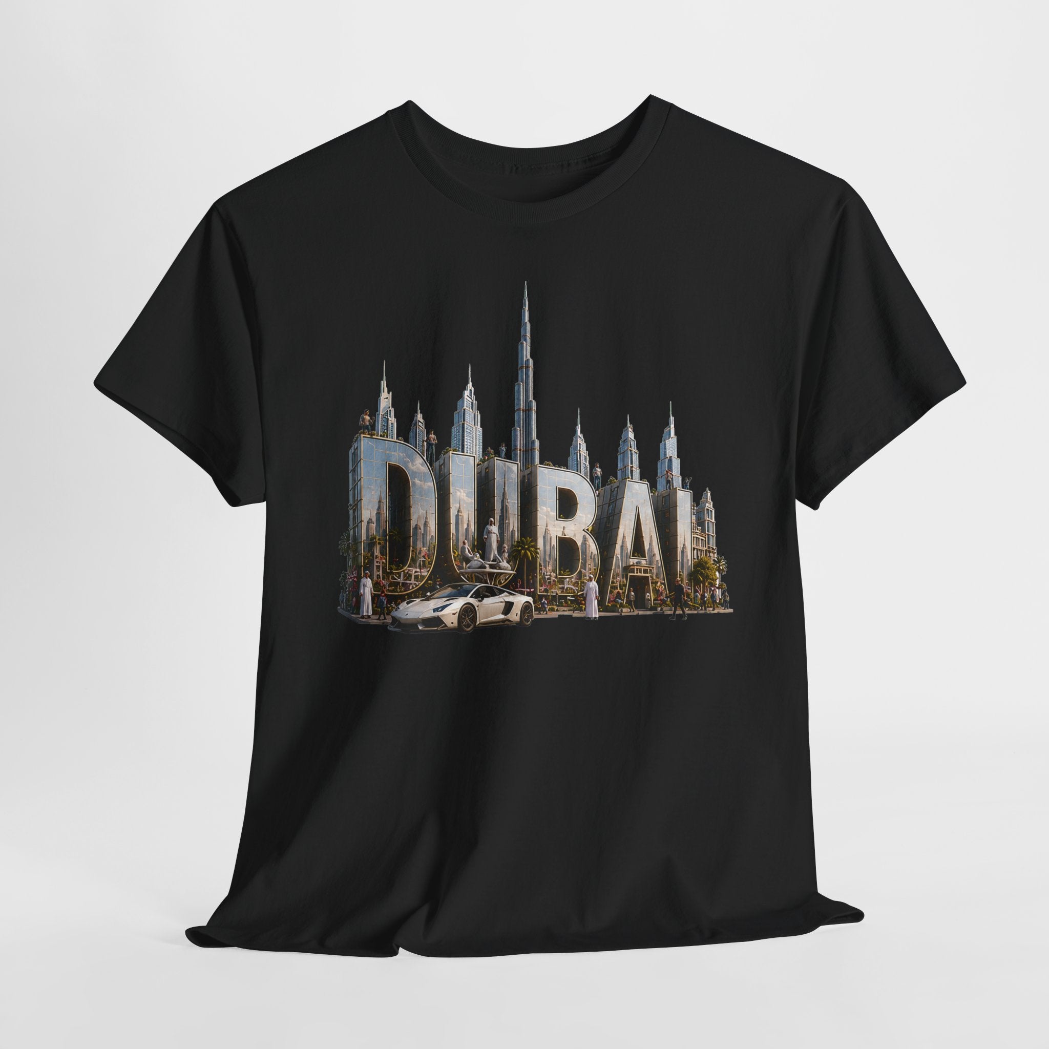Dubai Skyline T-Shirt — Dubai Cityscape Graphic Tee with Burj Khalifa