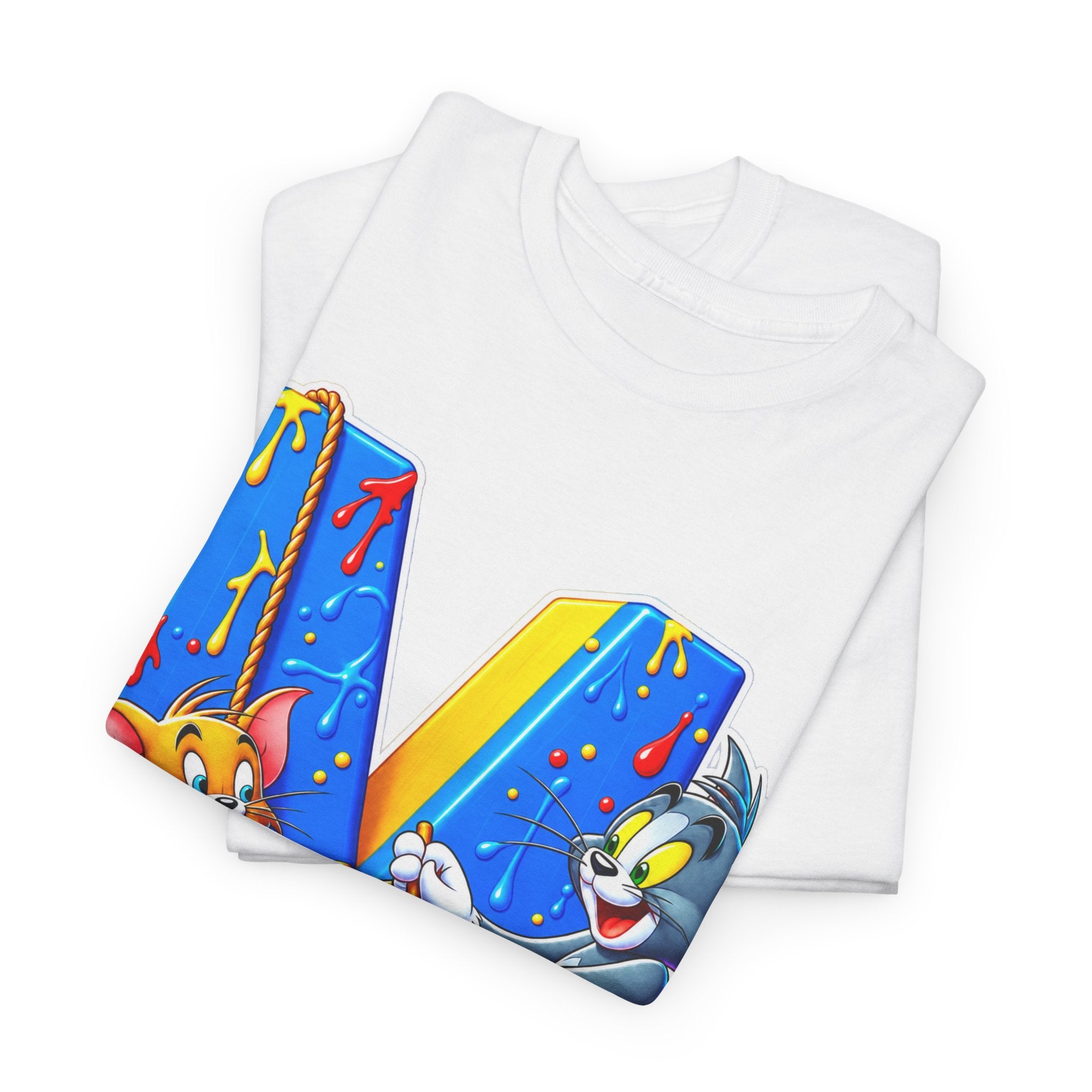 Tom & Jerry Letter M Cotton T-Shirt — Retro Cartoon Graphic Tee