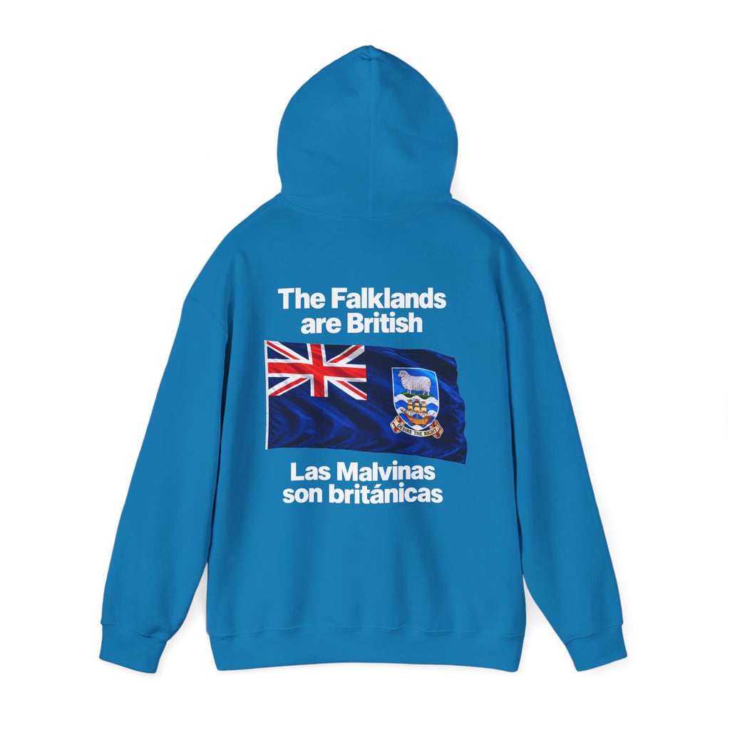 Falklands Are British Hoodie – Bilingual 'Las Malvinas son británicas' Flag Pullover