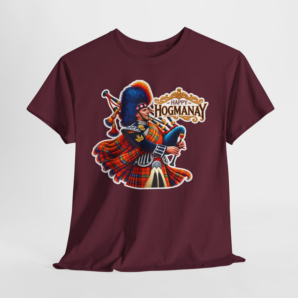 Hogmanay Bagpiper T‑Shirt — Happy Hogmanay Scottish New Year Tee