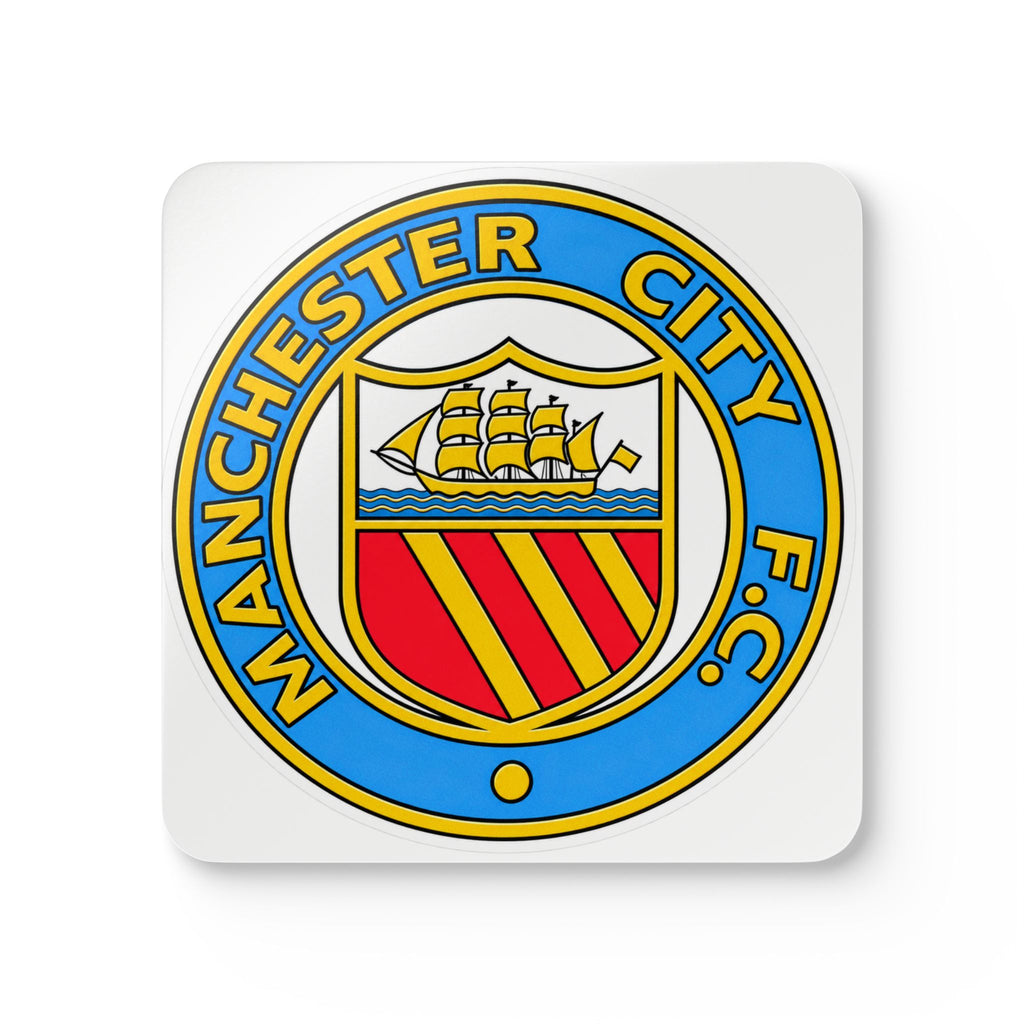 Manchester City F.C. Retro Crest Corkwood Coaster Set – Team Crest Drink Coasters (4-Pack)