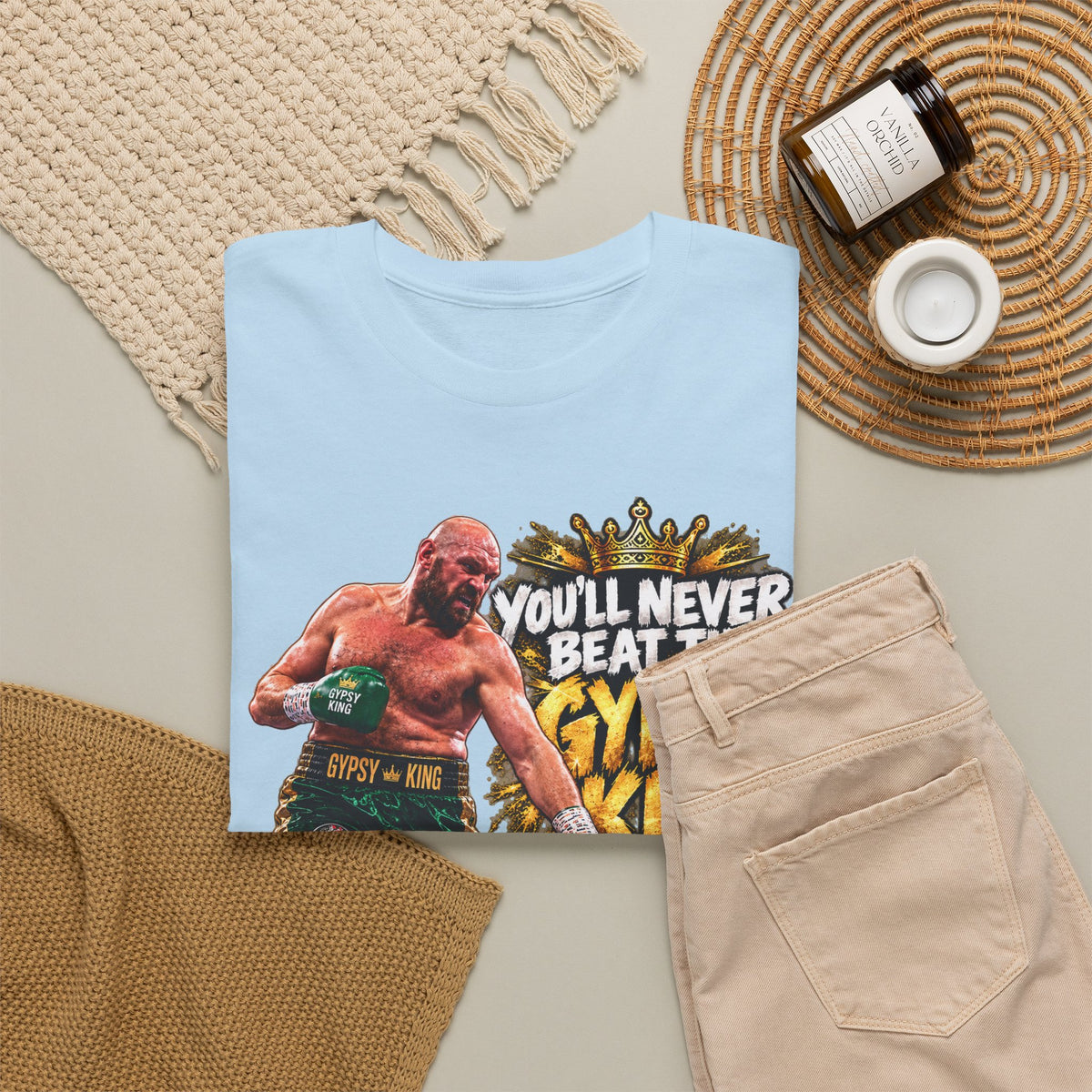 Boxing Graphic Tee – "You'll Never Beat the Gypsy King" Fight Shirt
