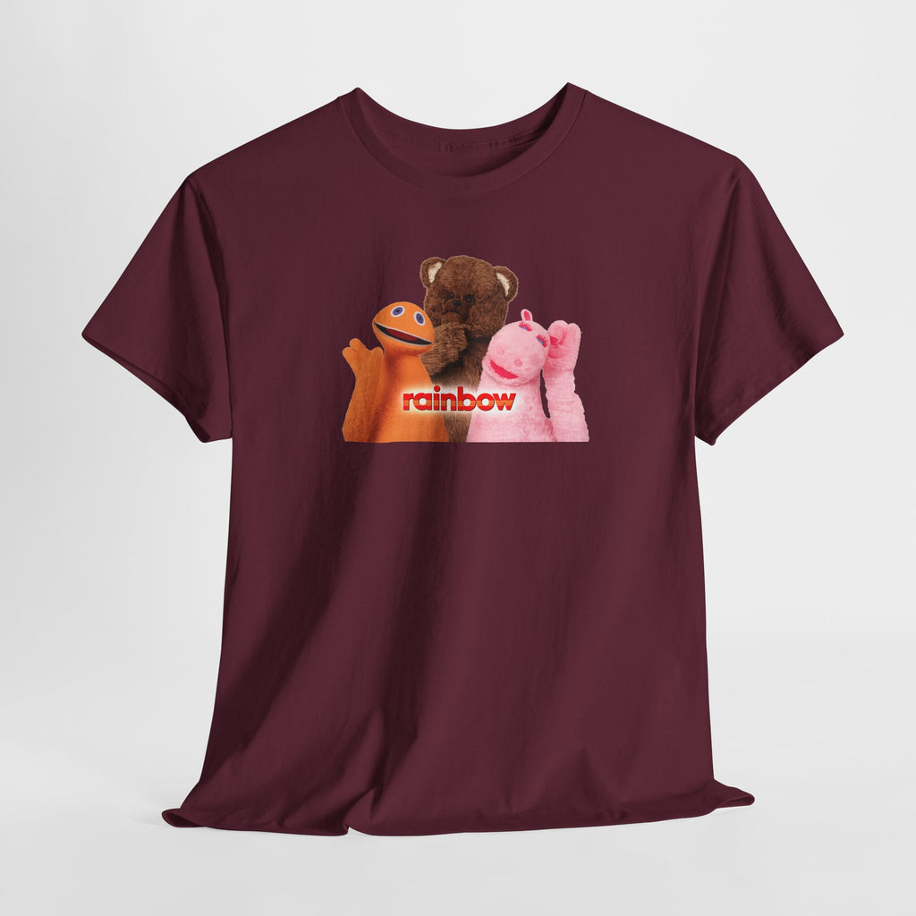 Rainbow Kids TV Zippy, George and Bungle Puppets T-Shirt — Cute Teddy & Hand Puppets Graphic Tee