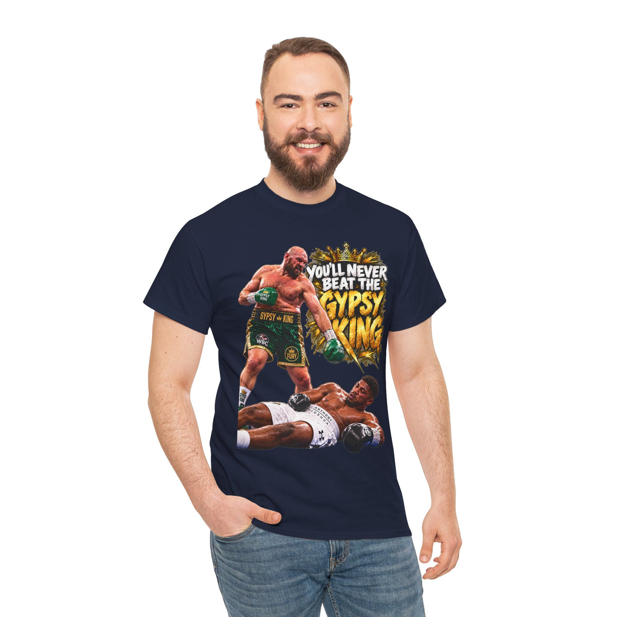 Boxing Graphic Tee – "You'll Never Beat the Gypsy King" Fight Shirt