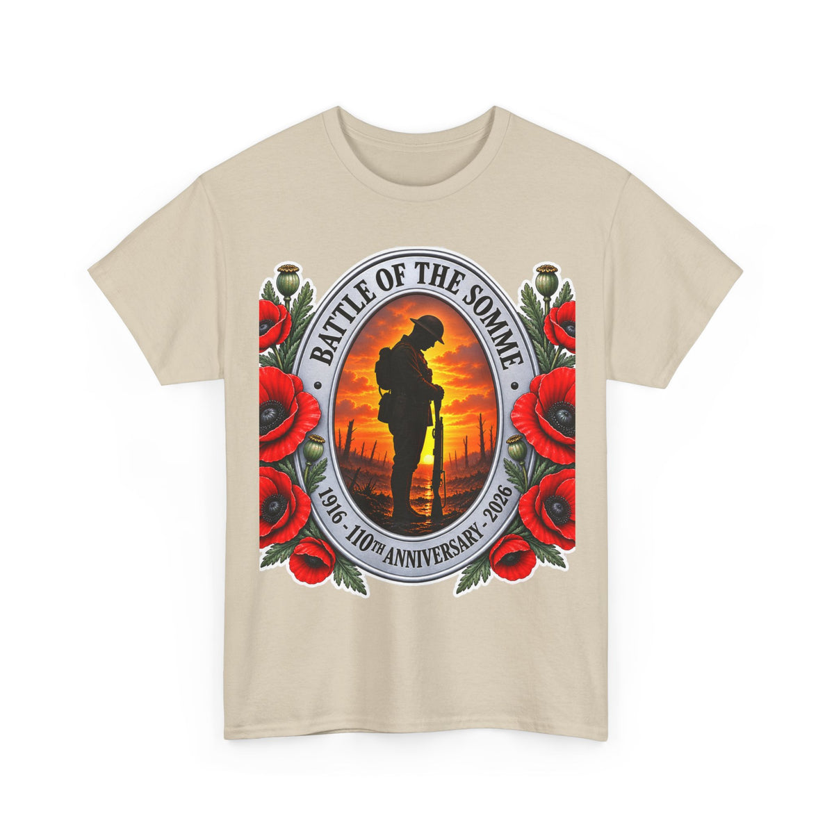 Battle of the Somme Memorial Cotton T-Shirt — 100th Anniversary Poppy Tribute