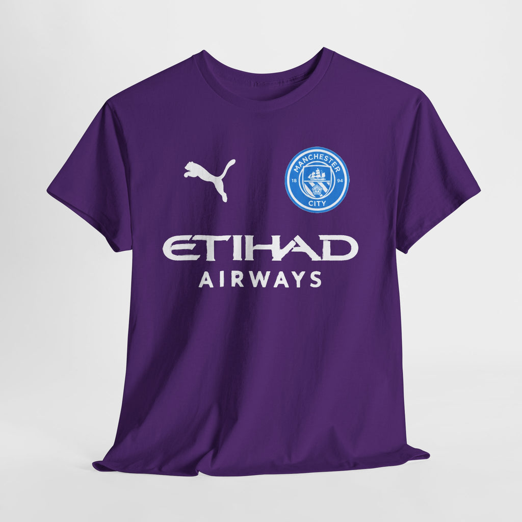 Man City Inspired Etihad Airways Logo Tee - Black Puma Style Football Shirt