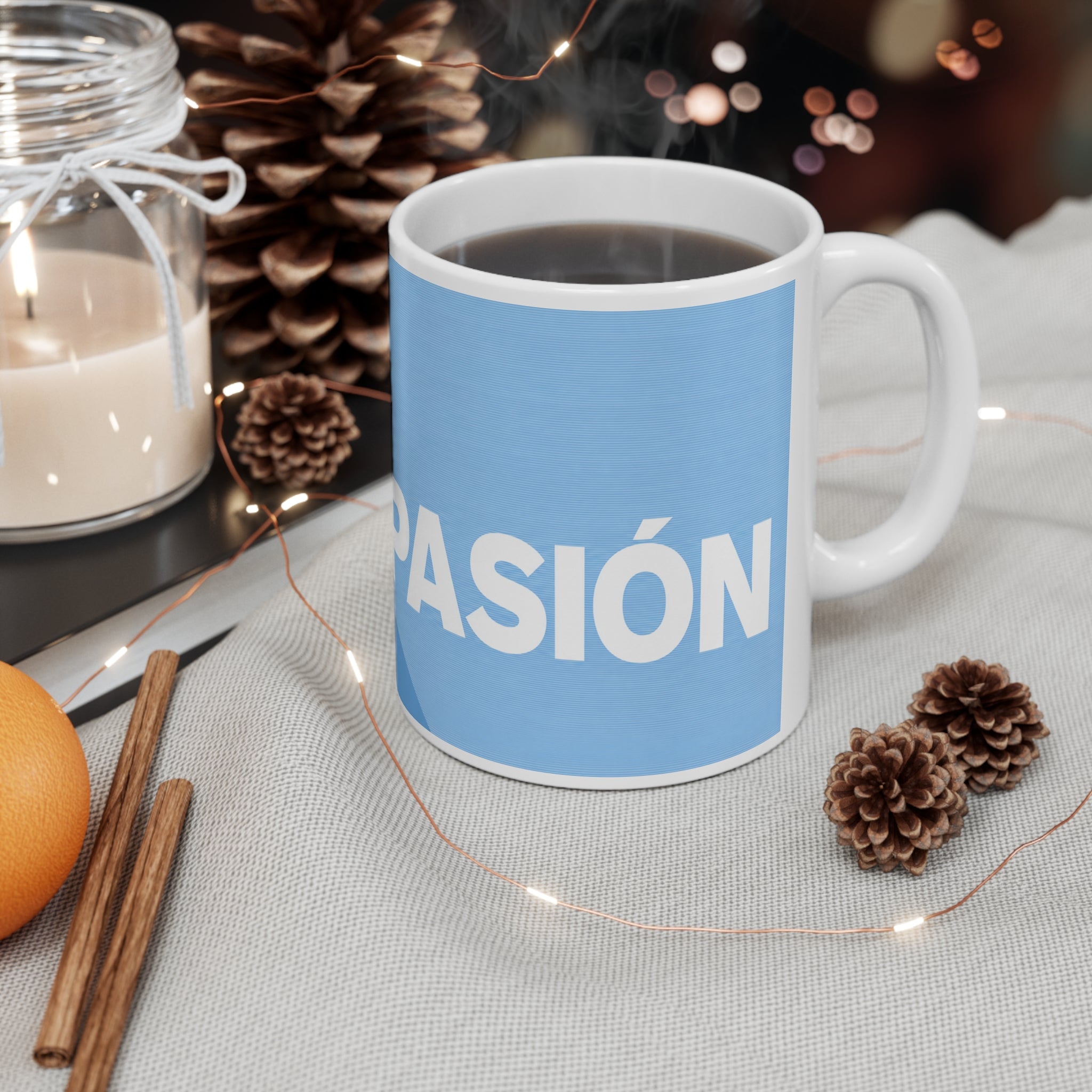Manchester City PASIÓN Ceramic Mug – 'Passion' Blue Portrait Coffee Cup (11oz & 15oz)
