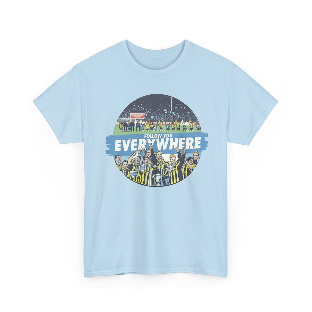 Manchester City Everywhere Soccer Crowd Graphic Tee — 'Follow You Everywhere' Fan Shirt