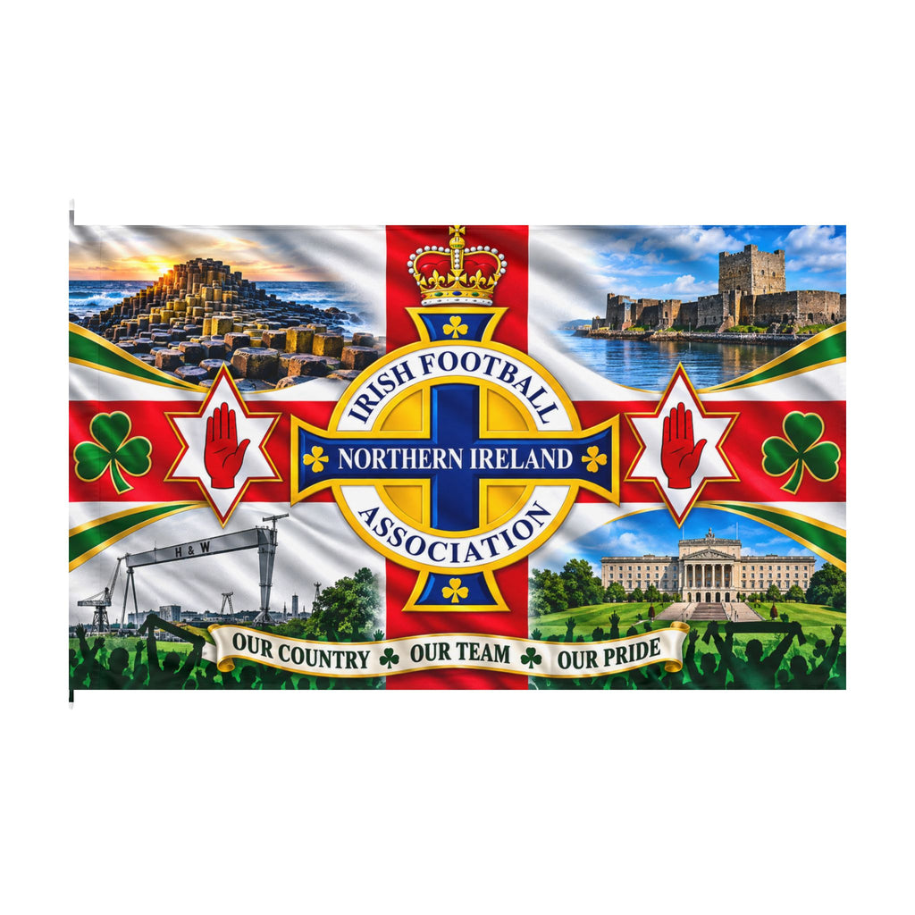 Northern Ireland Football Association Double-Sided Flag – Our Country, Our Team, Our Pride