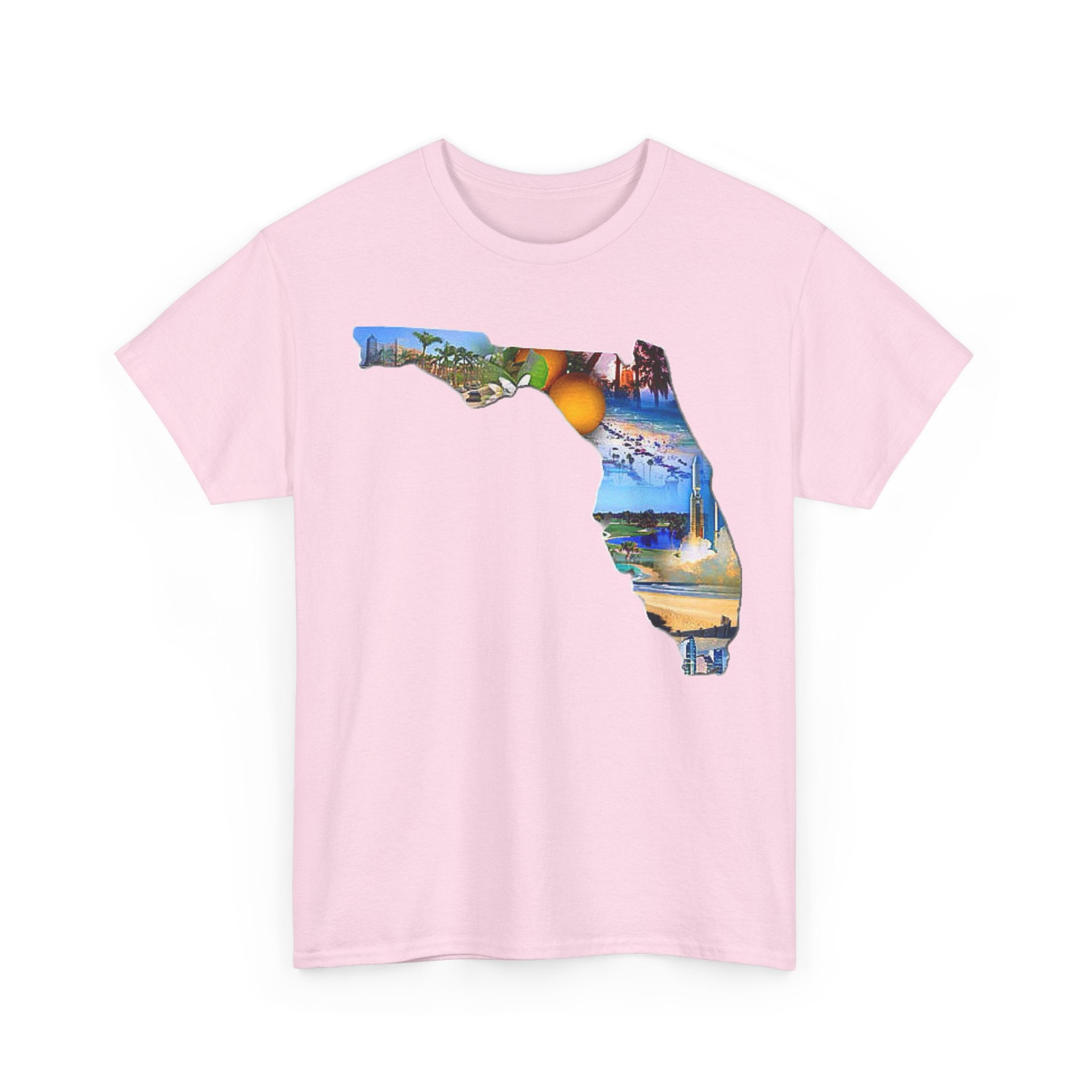 Florida State Shape T-Shirt — Scenic Beach & Sunset Map Tee