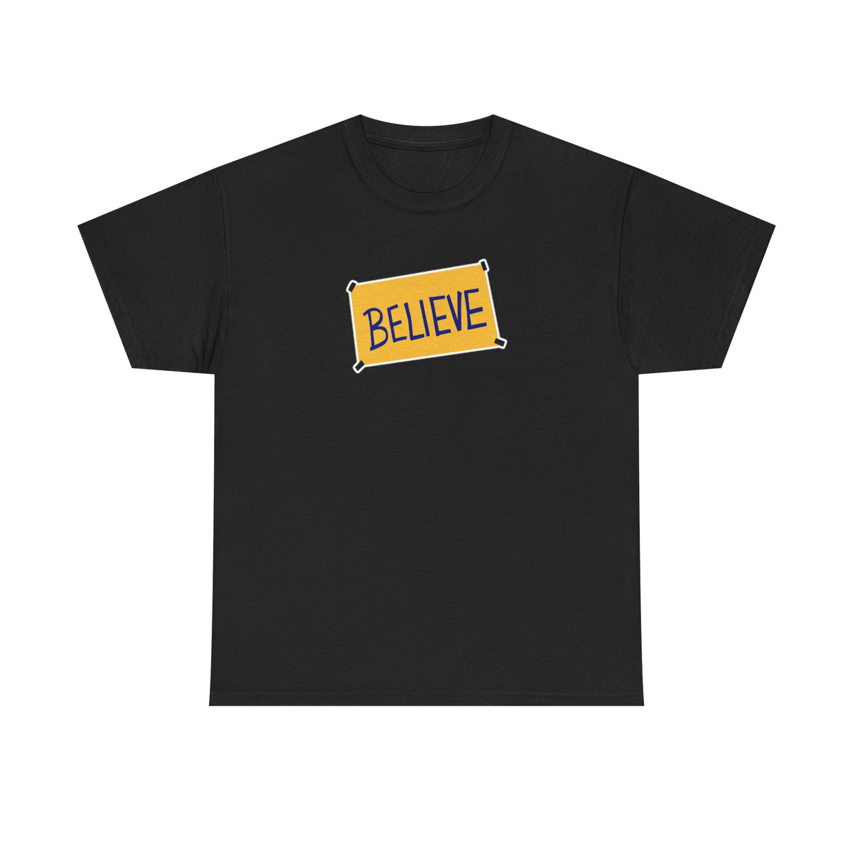 Ted Lasso Inspired Believe Graphic Tee — Inspirational Yellow Patch T-Shirt