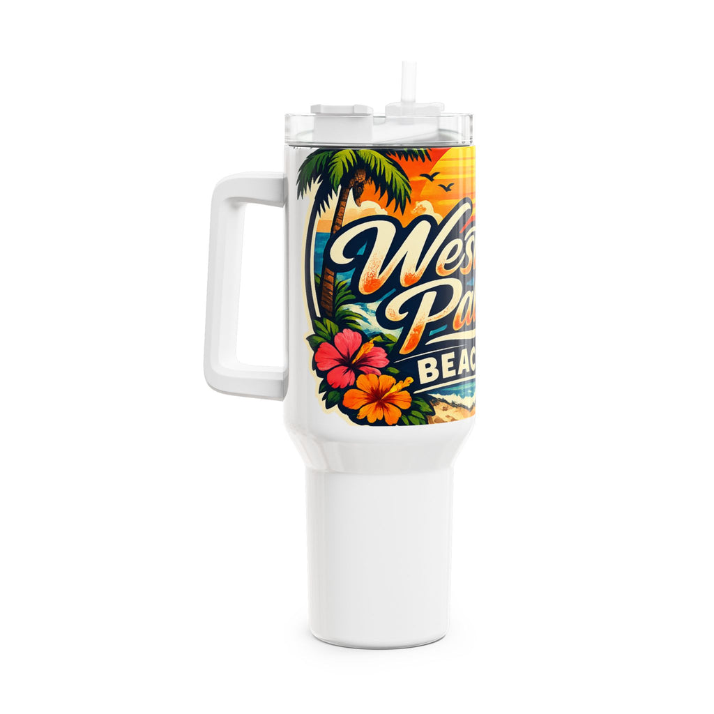 West Palm Beach 40oz Travel Tumbler — Tropical Sunset Palm Beach Cup