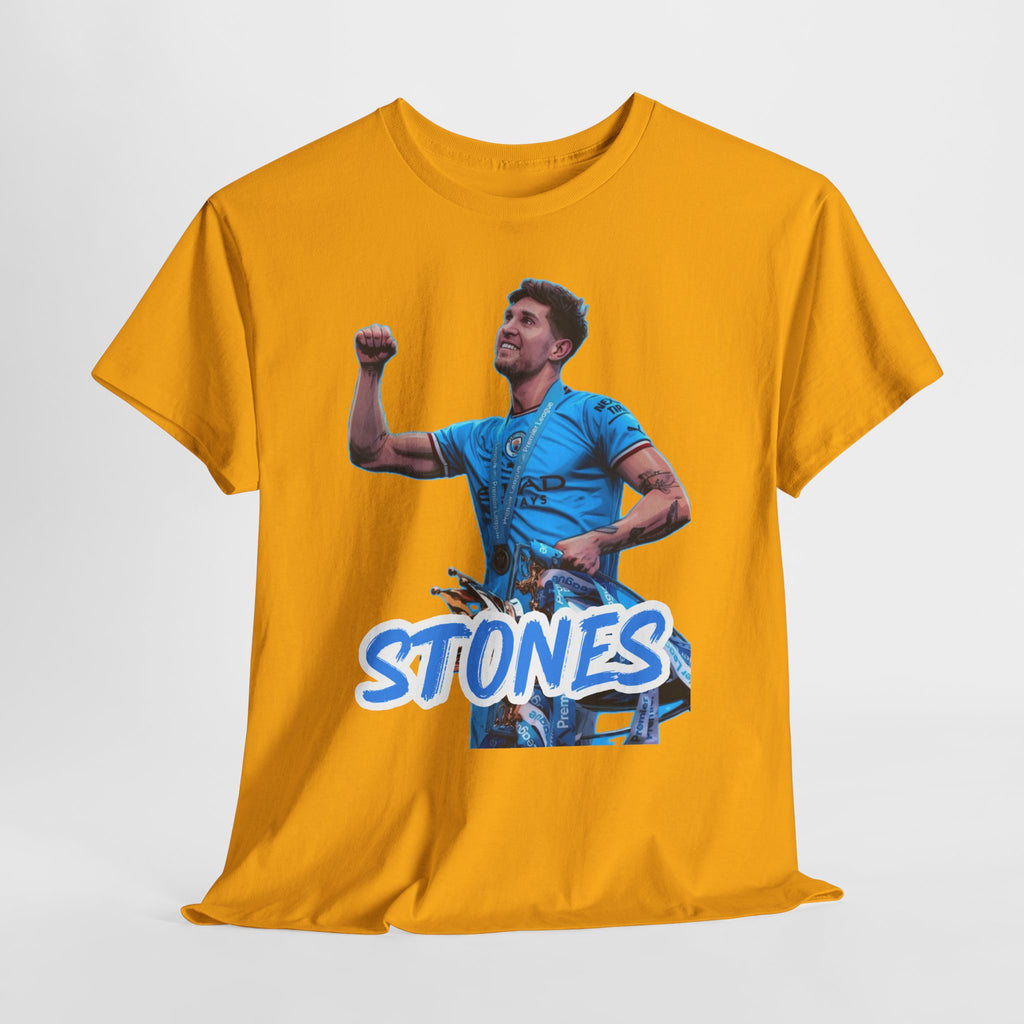 John Stones Manchester City Soccer Fan Tee — Blue Player Graphic T-Shirt