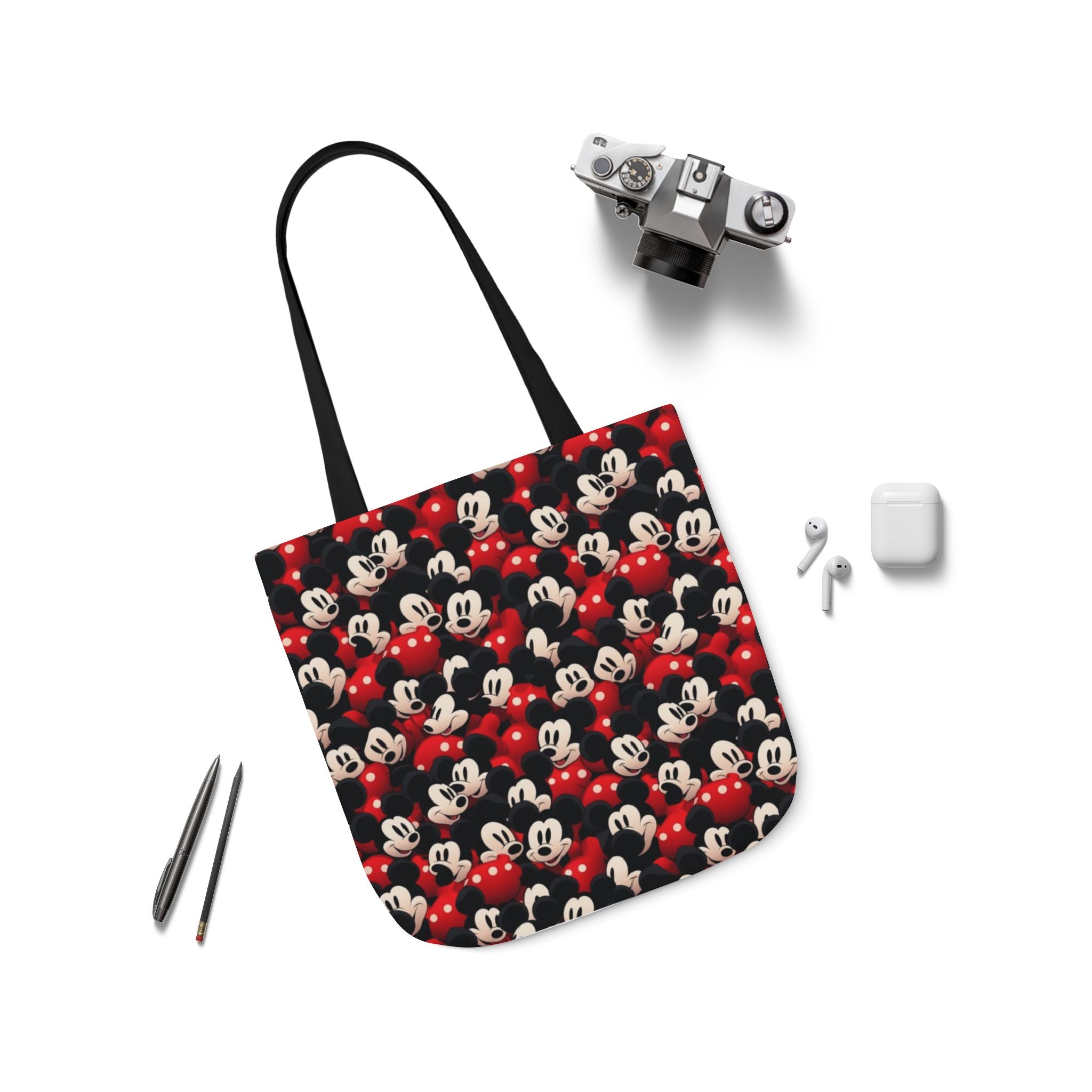 Mickey Mouse Canvas Tote — Retro Cartoon Character Allover Print
