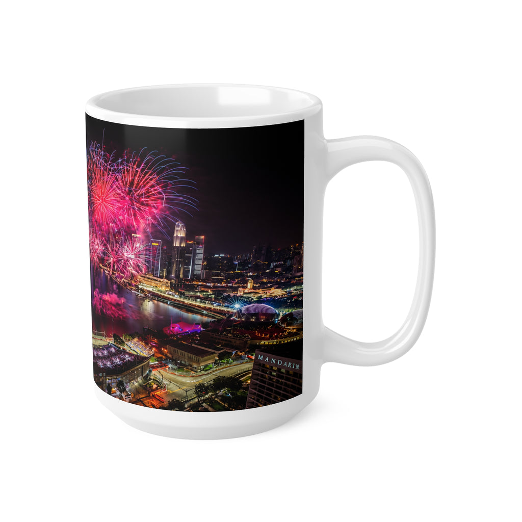 Singapore Night Skyline Coffee Mug — Marina Bay Fireworks 11oz/15oz