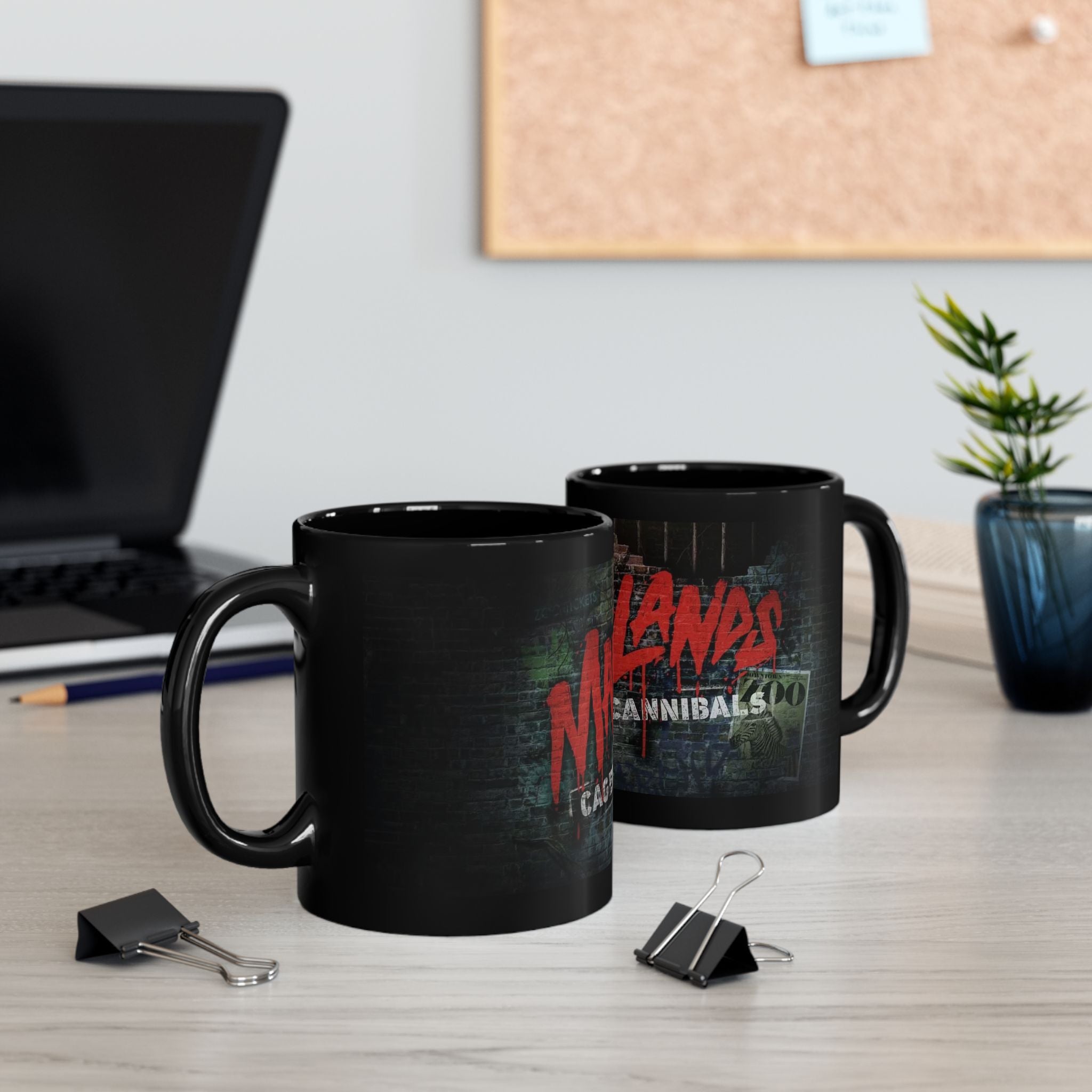 Black Mug — 'Madlands: Caged Cannibals' Horror Band Logo Coffee Cup (11oz/15oz)