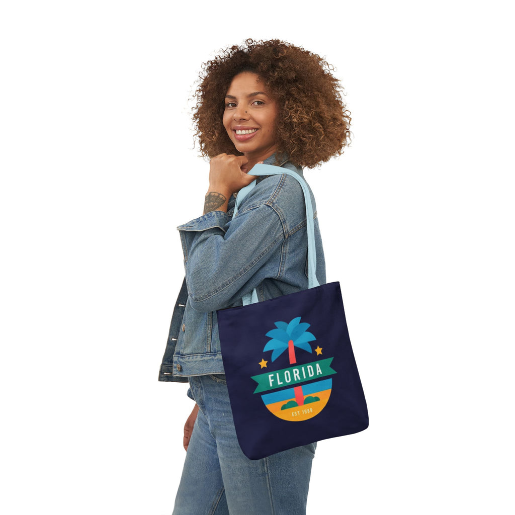 Florida Palm Beach Canvas Tote Bag — Retro Sunshine Travel Tote