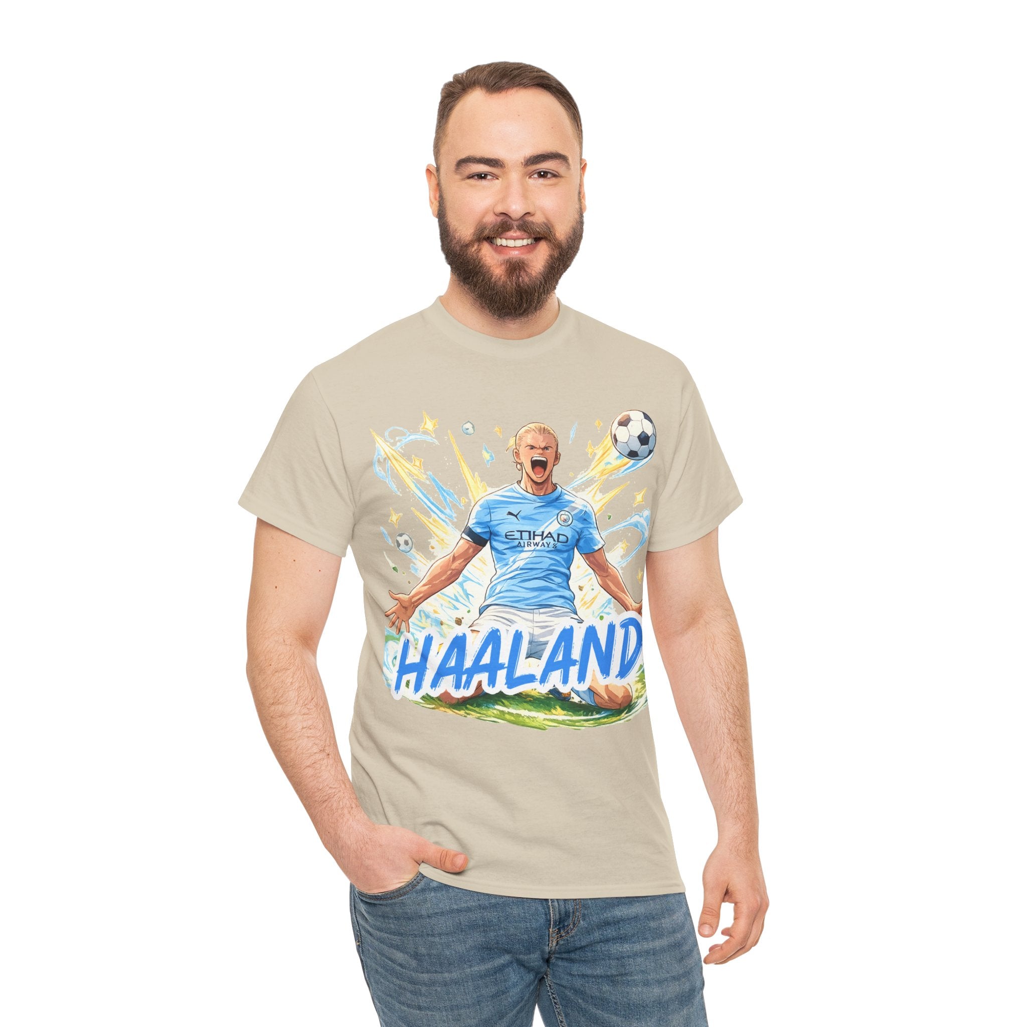 Erling Haaland Anime Fan Tee — Celebratory Football Player Graphic T-Shirt