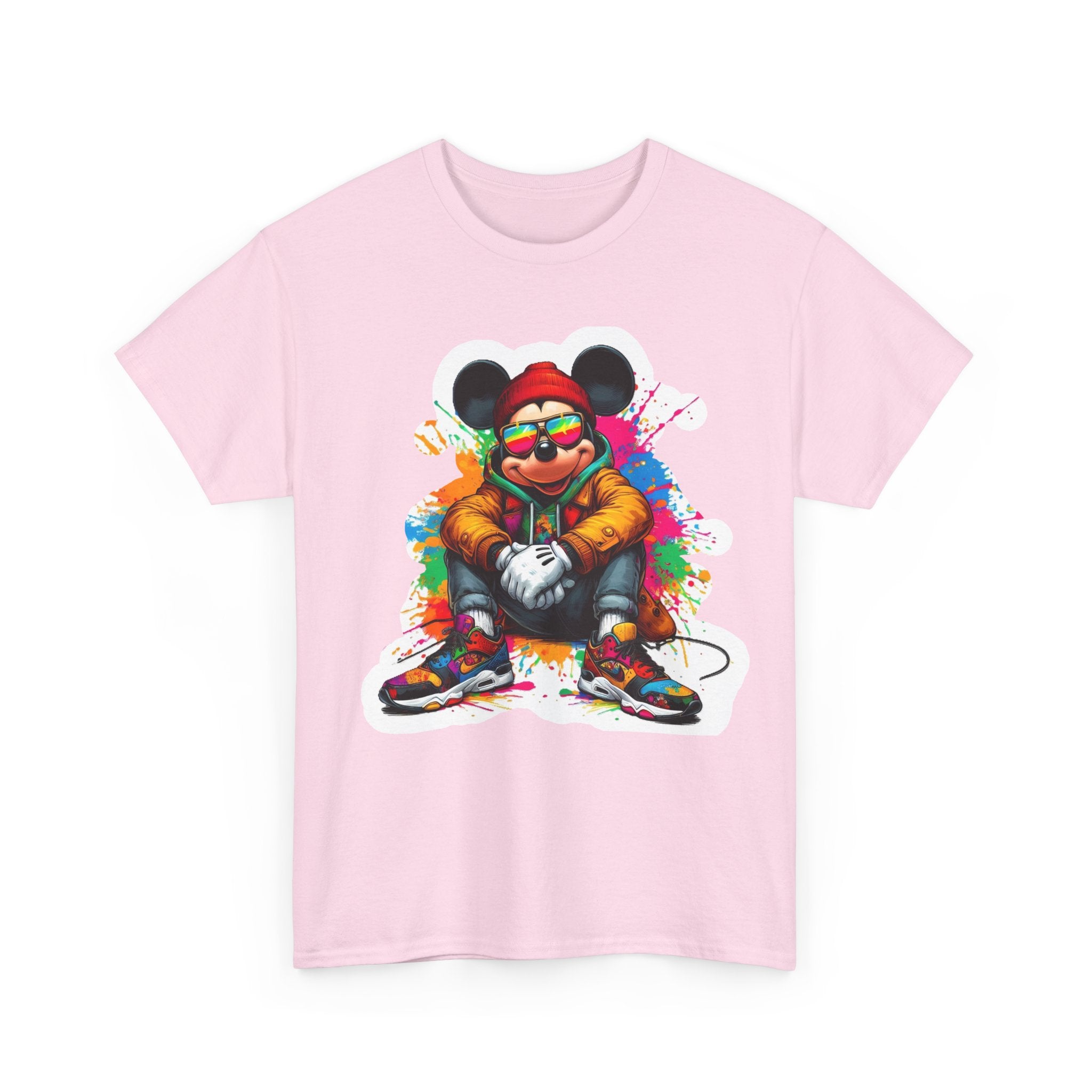 Streetwear Mouse Graphic Tee — Colorful Urban Hip-Hop Cartoon Shirt