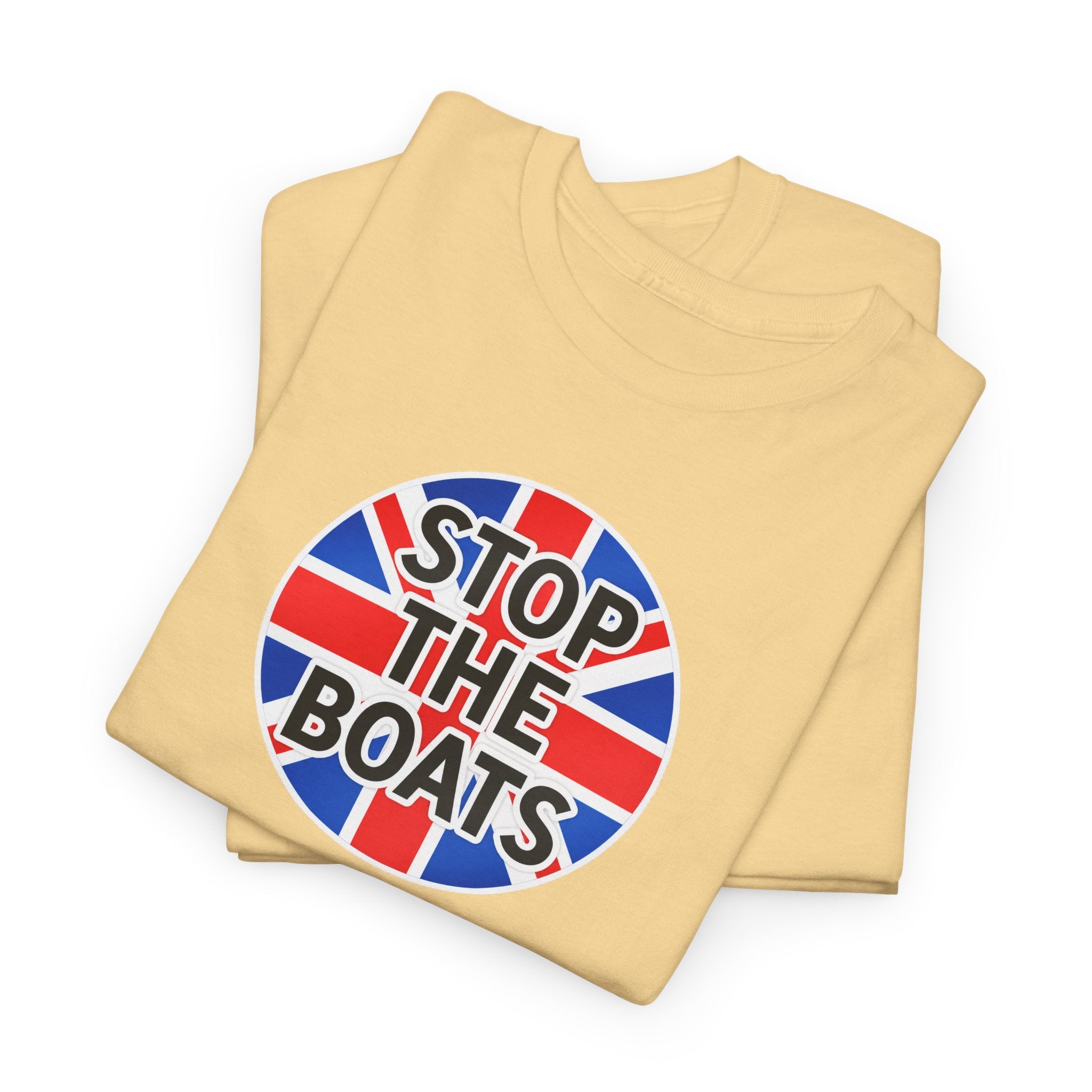 Stop The Boats Union Jack Protest Cotton T-Shirt / Tee