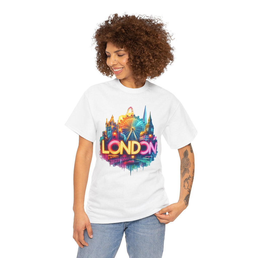 London Skyline Tee — Colorful Neon London Landmark T-Shirt