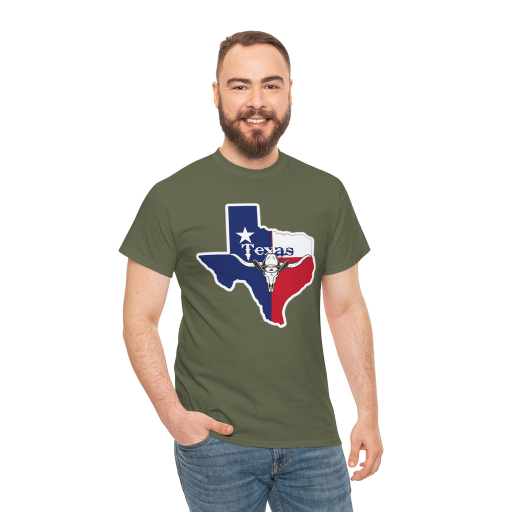 Texas Flag Outline T-Shirt — Lone Star State Map Tee with 'Texas' Text