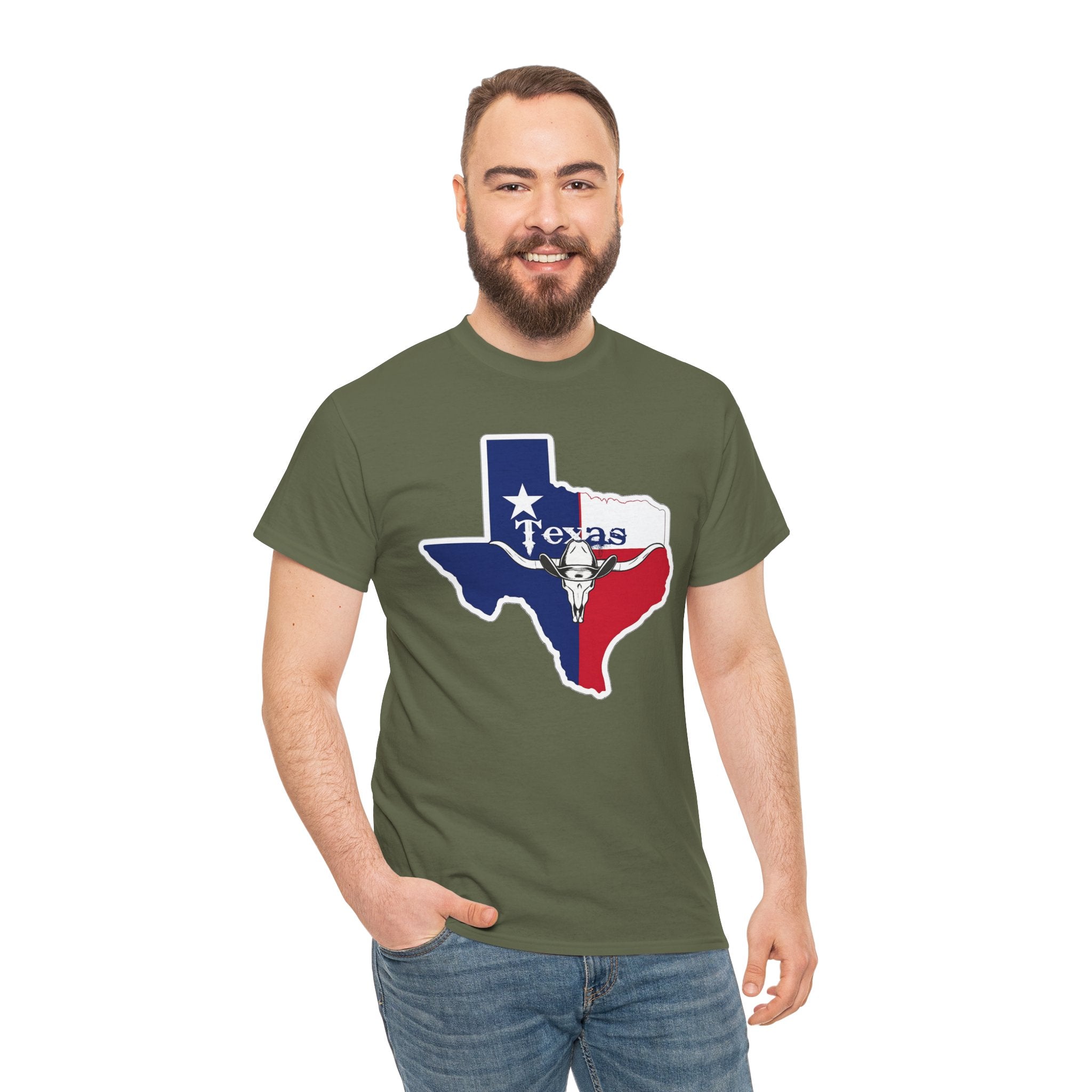 Texas Flag Outline T-Shirt — Lone Star State Map Tee with 'Texas' Text