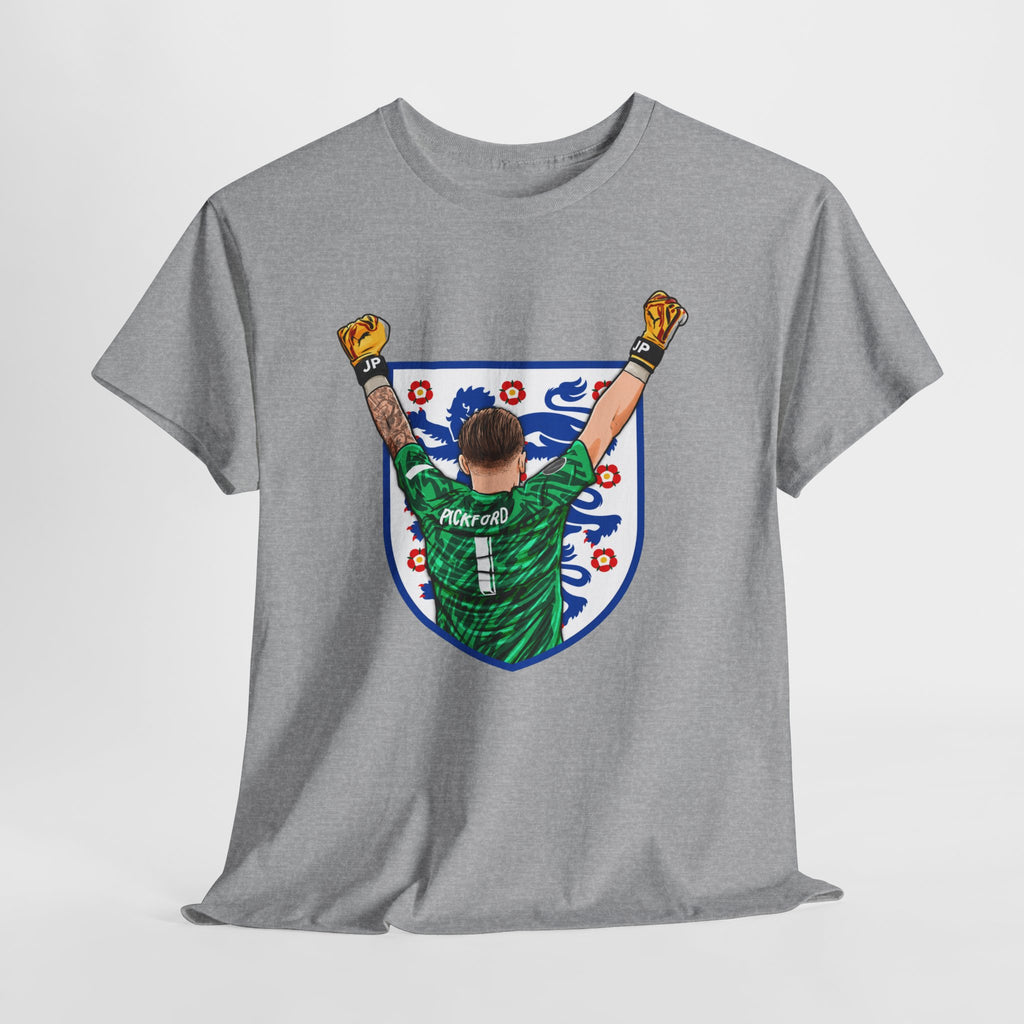 Pickford England Number 1 Goalkeeper Graphic Tee — Victory Pose Jersey Design