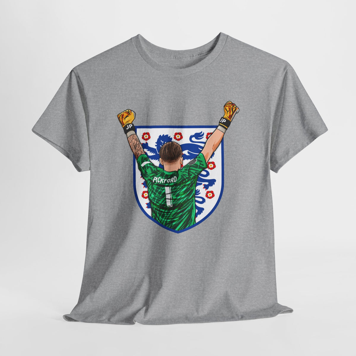 Pickford England Number 1 Goalkeeper Graphic Tee — Victory Pose Jersey Design