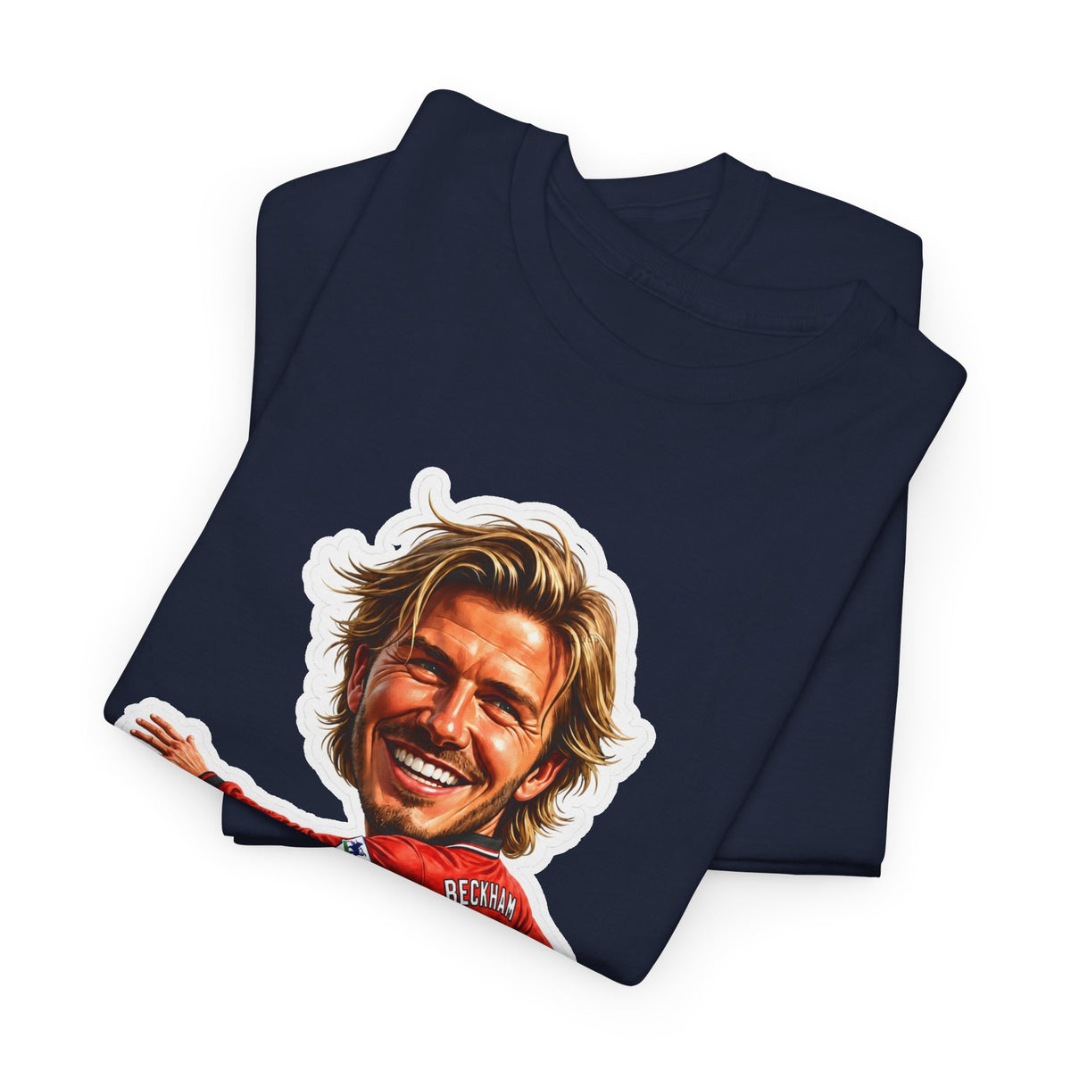 Beckham Caricature Cotton T-Shirt — Retro Football Player Graphic Tee