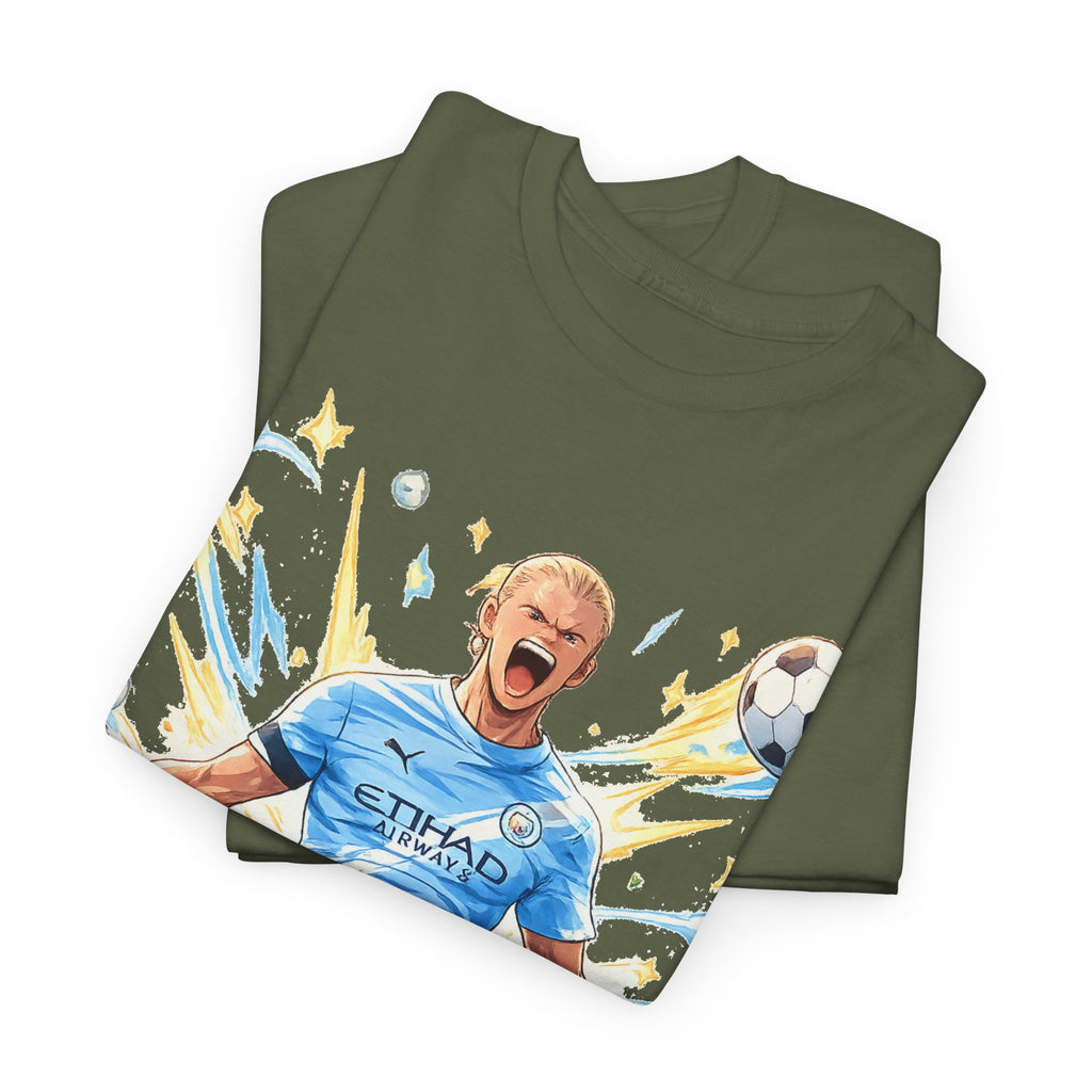 Erling Haaland Anime Fan Tee — Celebratory Football Player Graphic T-Shirt