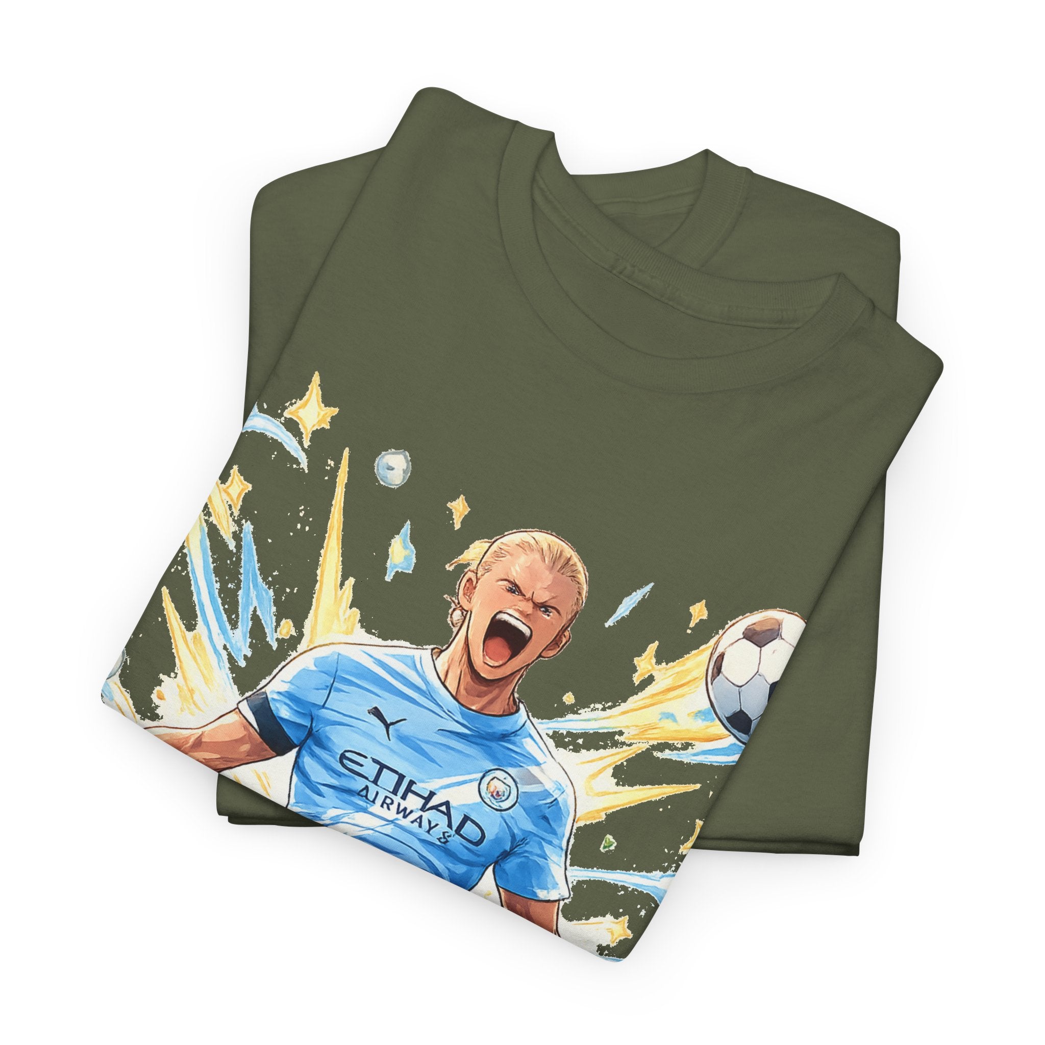 Erling Haaland Anime Fan Tee — Celebratory Football Player Graphic T-Shirt