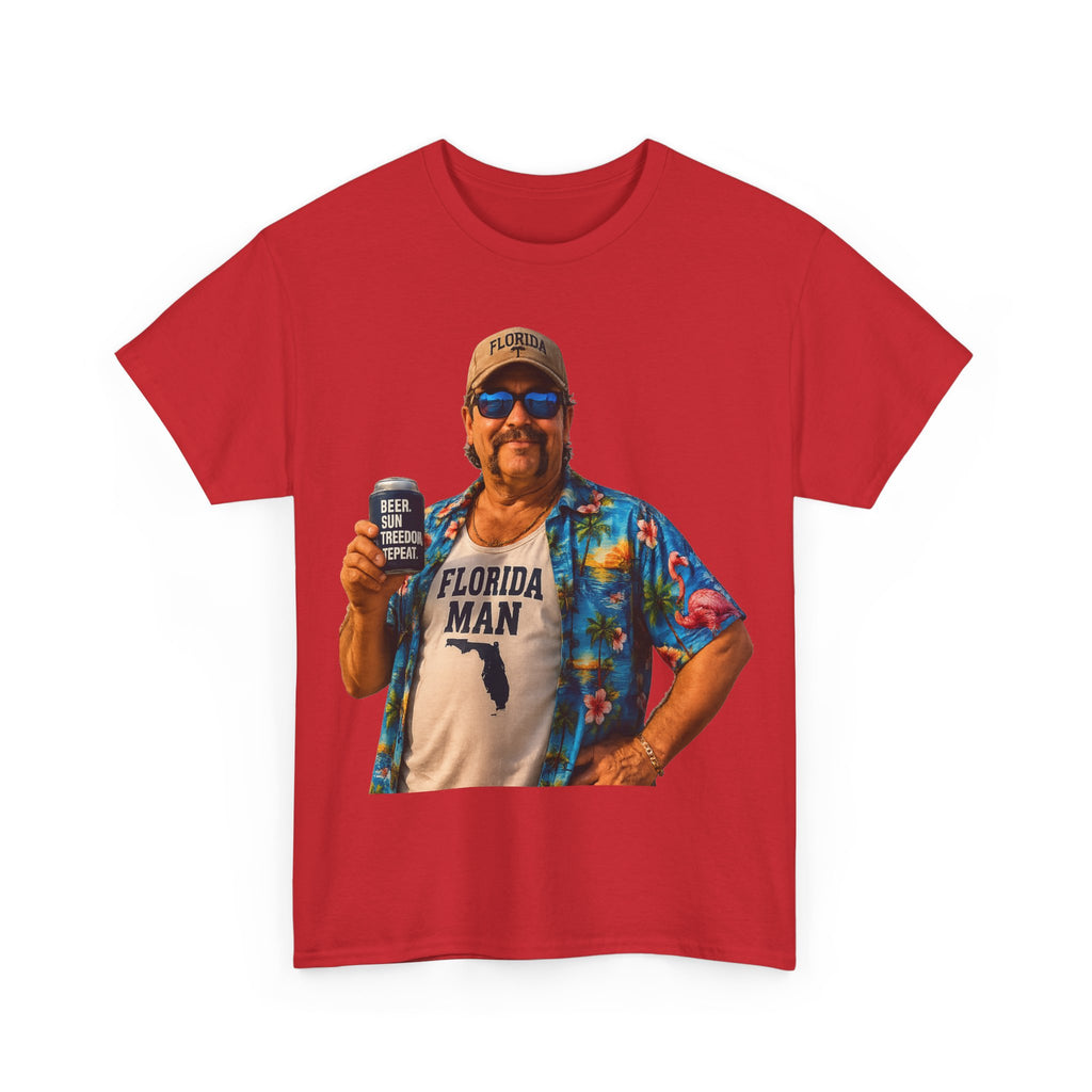 Florida Man Graphic Tee — Funny Vacation Shirt with Hawaiian Shirt Design
